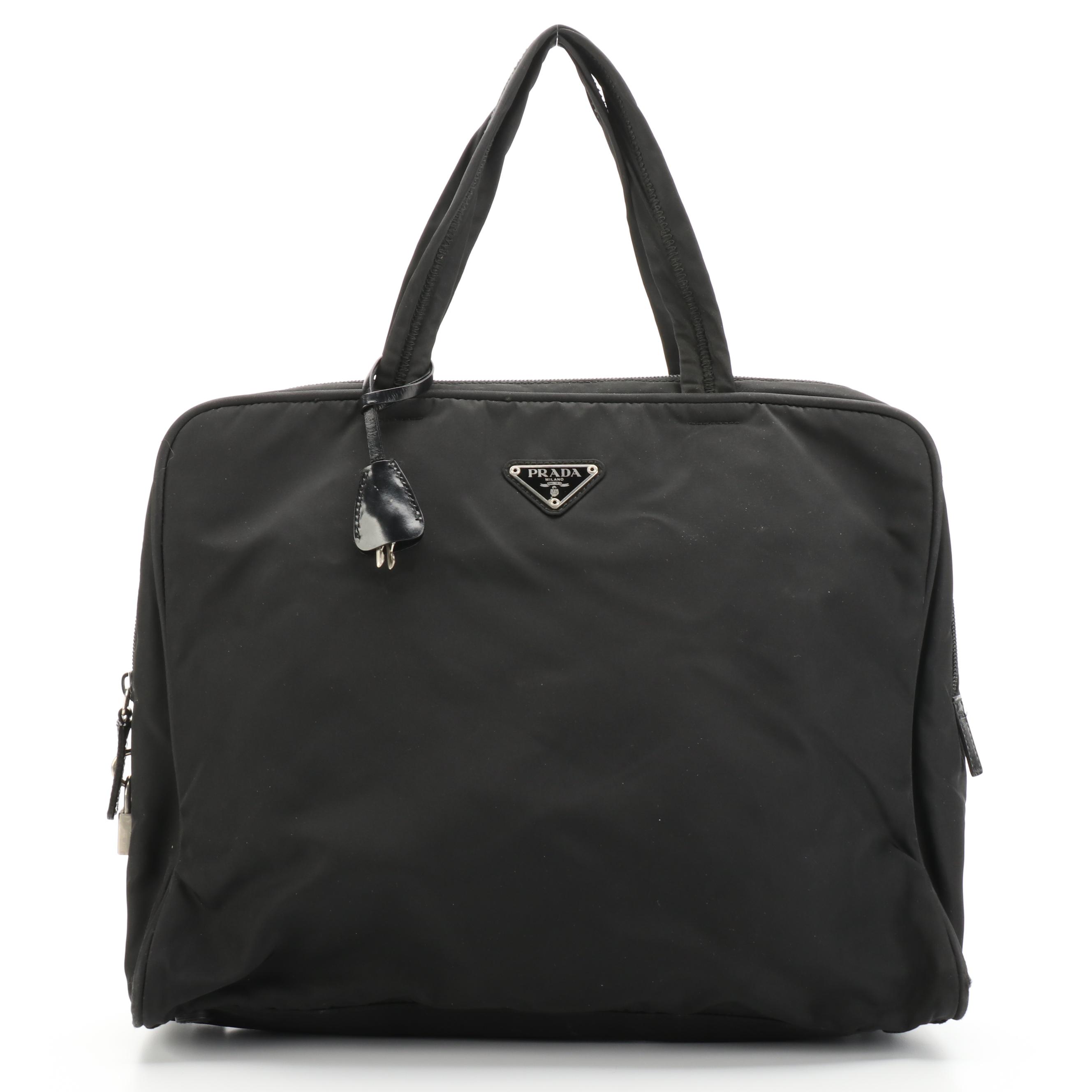 Prada Top-Handle Bag in Black Tessuto Nylon