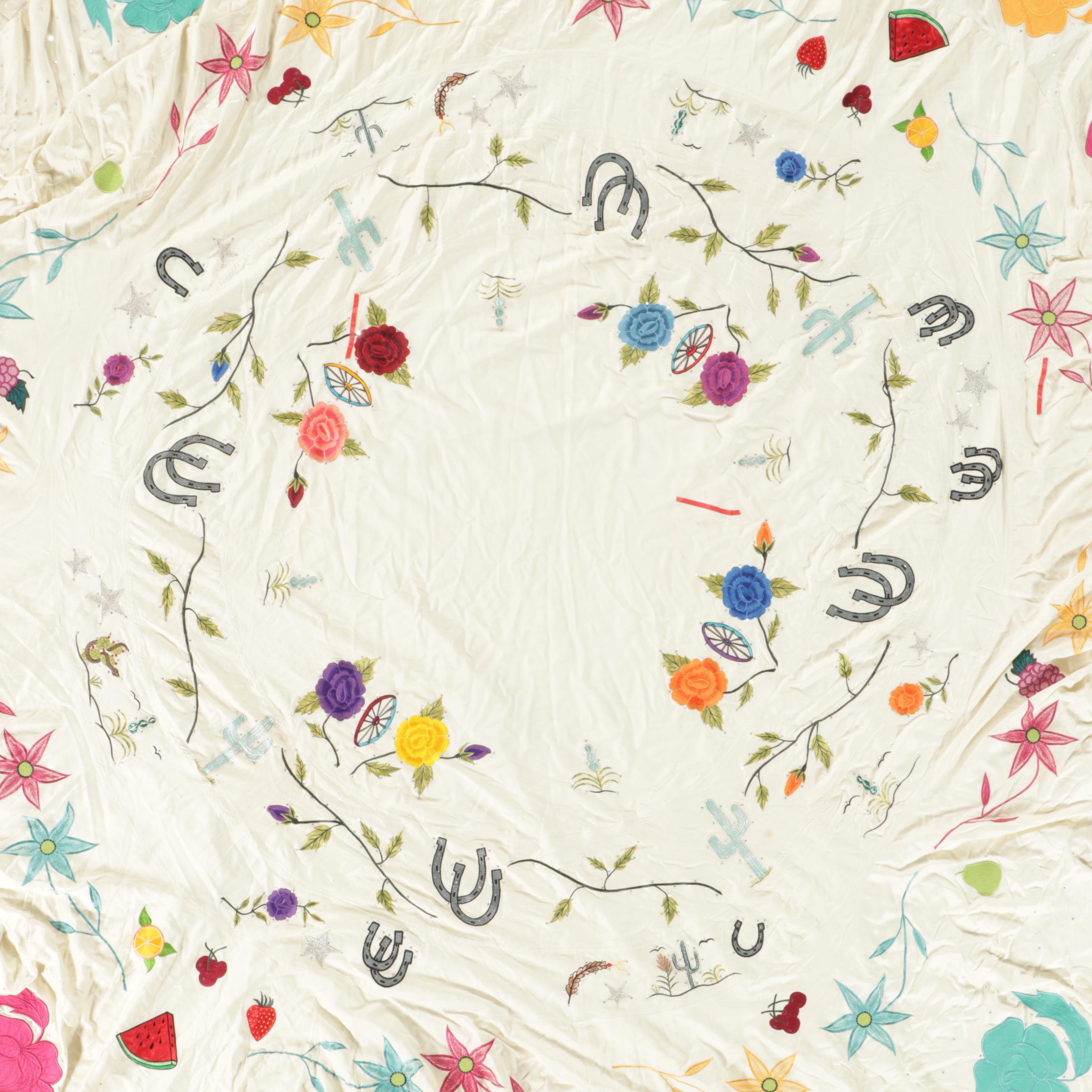 Manuel Cuevas Appliqué and Rhinestone Horseshoe Tablecloth