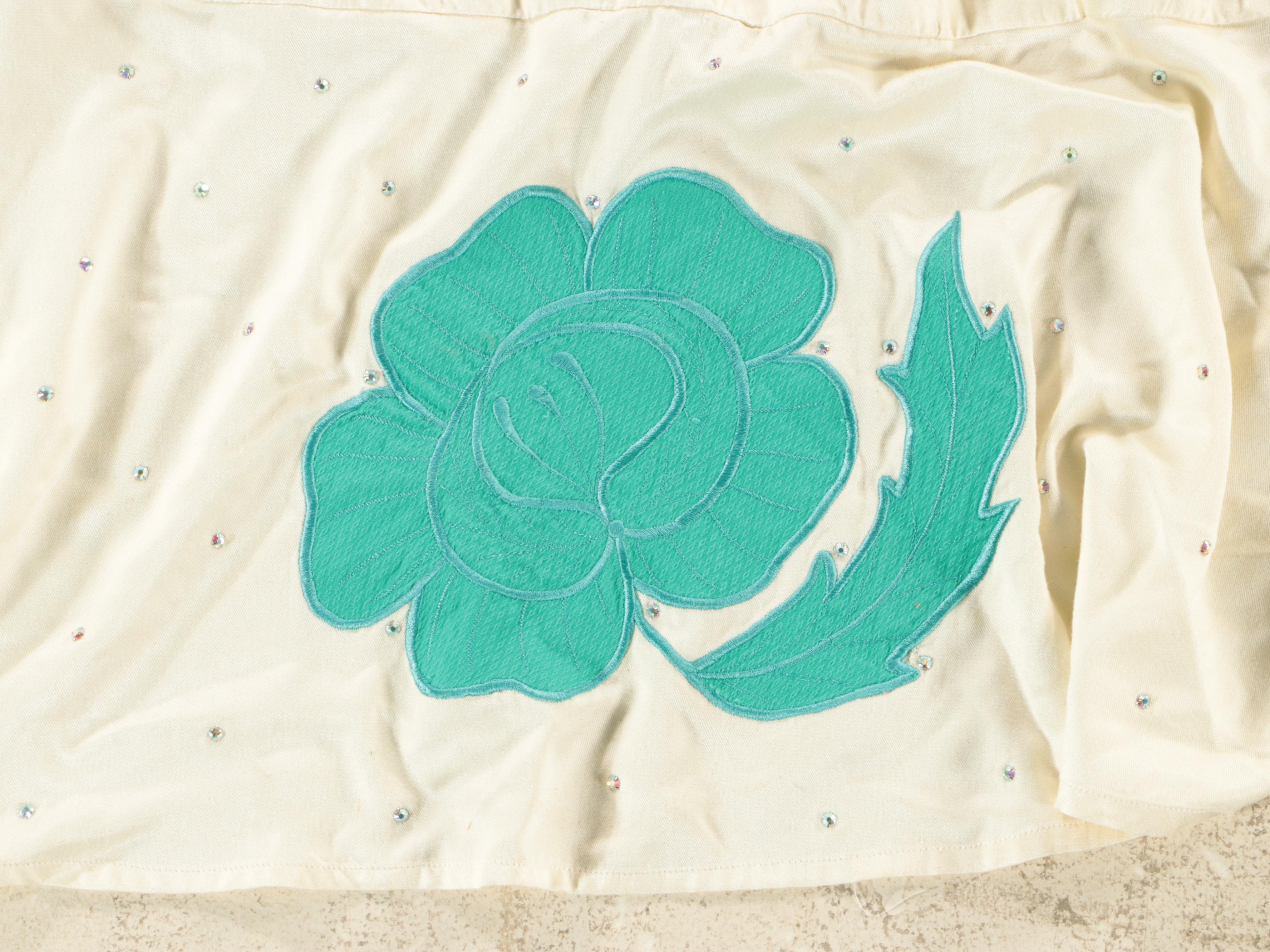 Manuel Cuevas Appliqué and Rhinestone Horseshoe Tablecloth