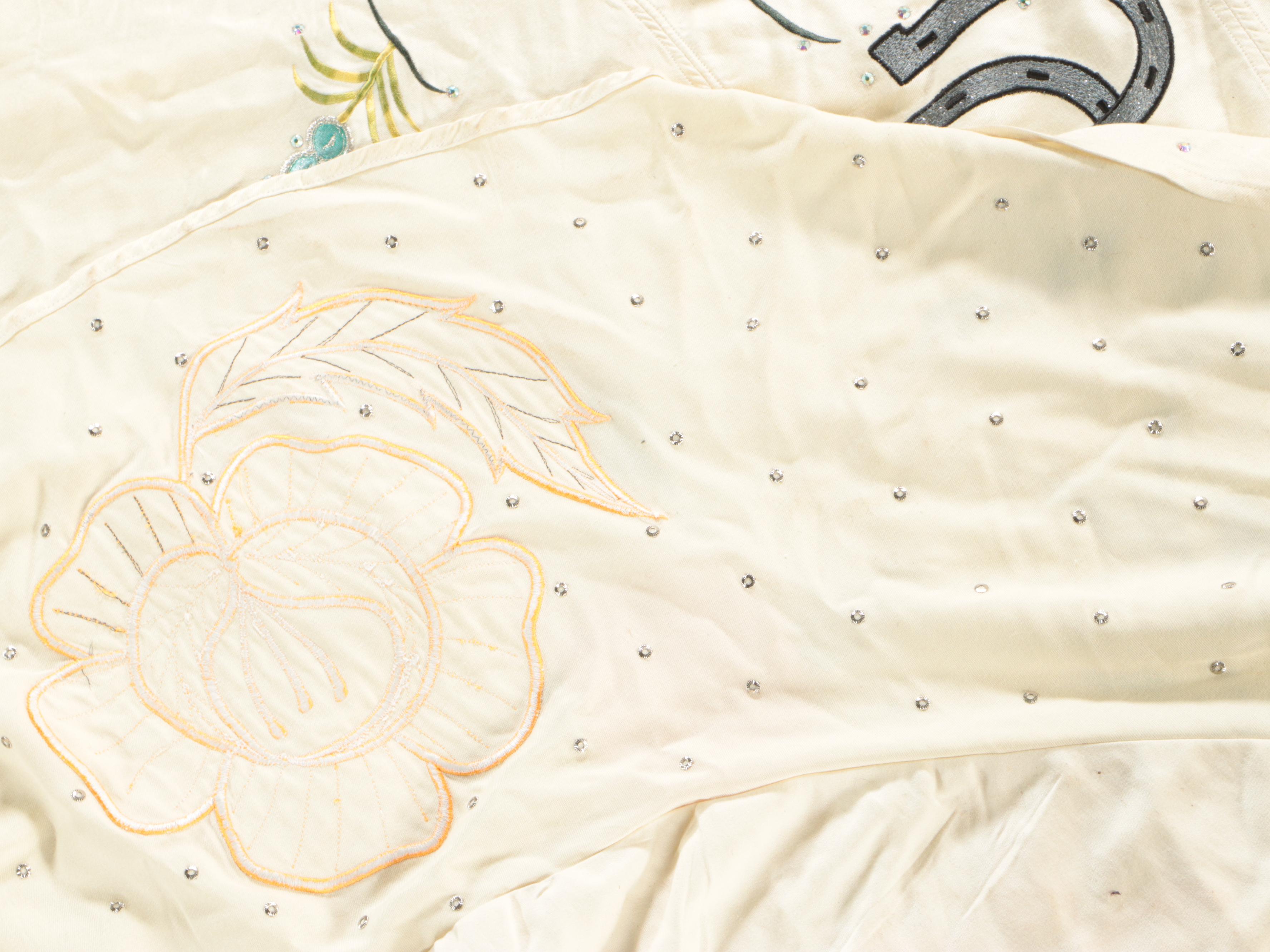 Manuel Cuevas Appliqué and Rhinestone Horseshoe Tablecloth