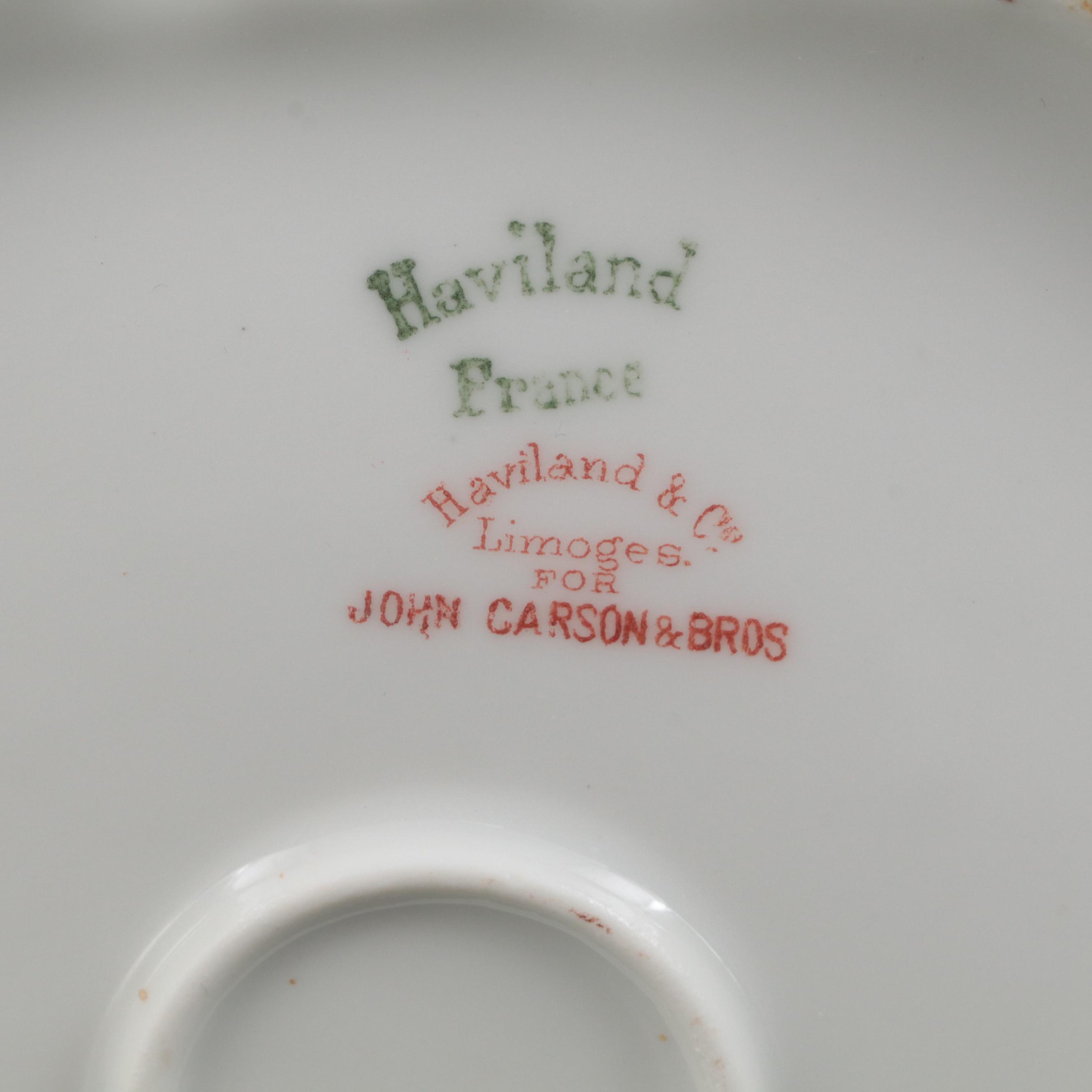 Haviland & Co. Blue Floral Decorated Porcelain Chocolate Set, Early 20th Century