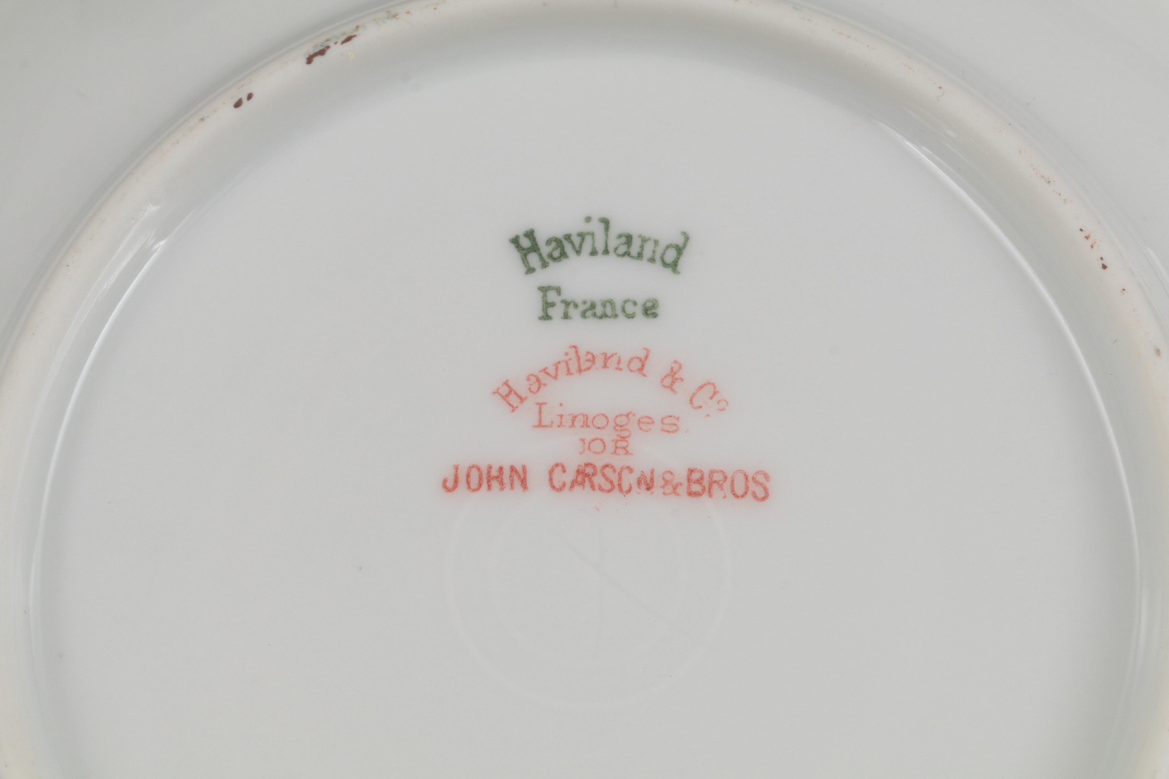 Haviland & Co. Blue Floral Decorated Porcelain Chocolate Set, Early 20th Century