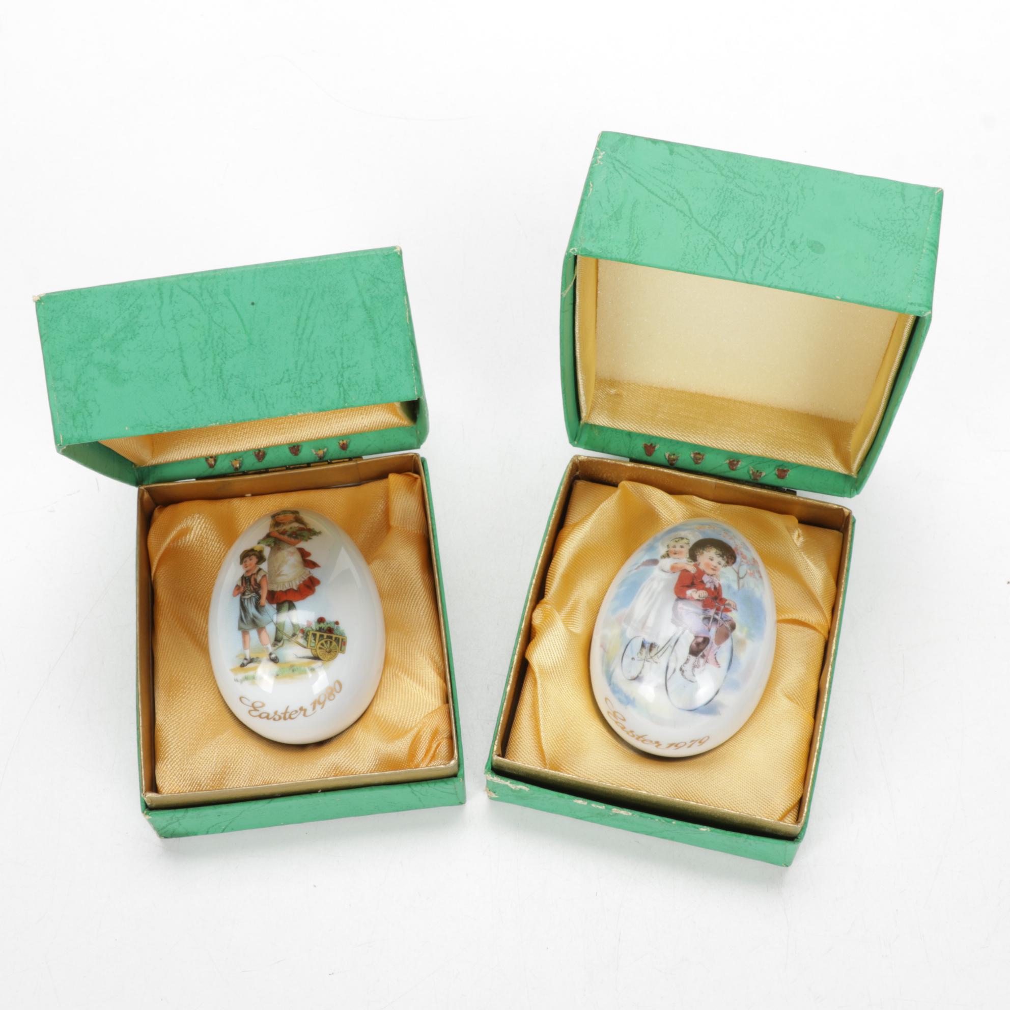 Noritake, Goebel and Other Bone China and Alabaster Easter Eggs, Late 20th C.