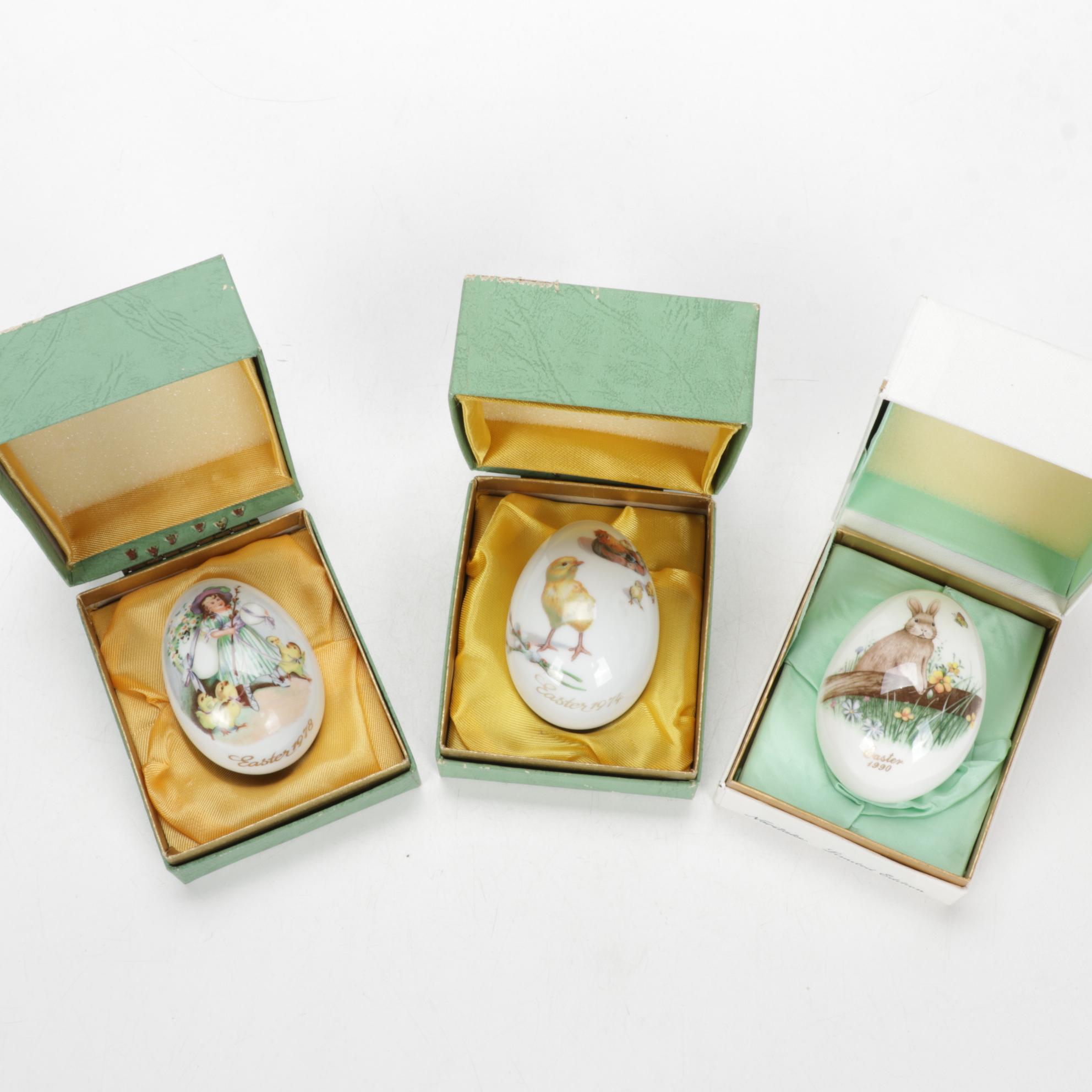 Noritake, Goebel and Other Bone China and Alabaster Easter Eggs, Late 20th C.