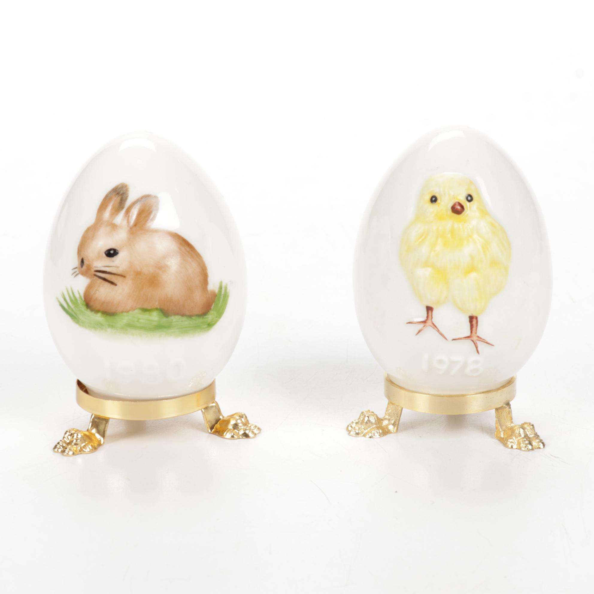 Noritake, Goebel and Other Bone China and Alabaster Easter Eggs, Late 20th C.