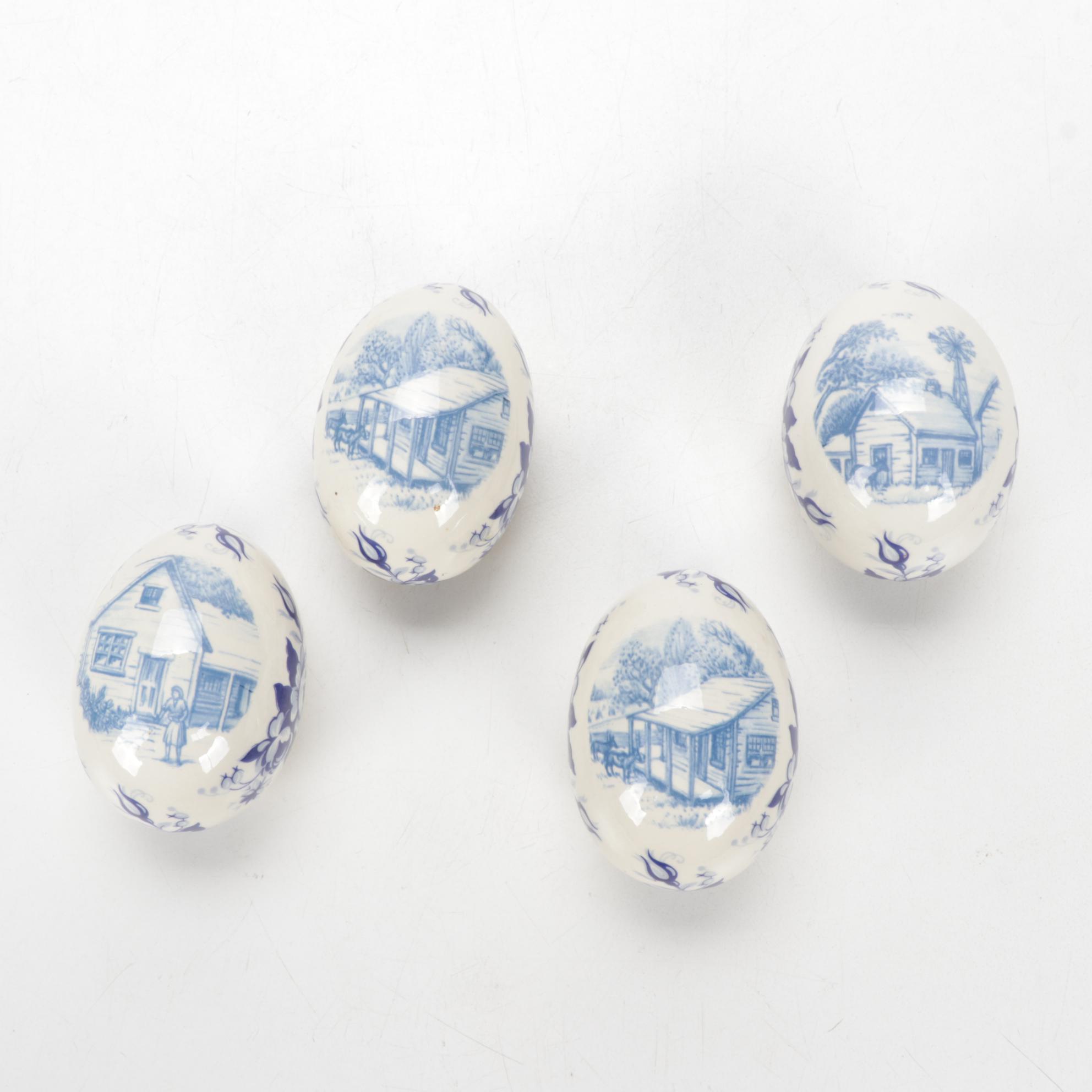 Noritake, Goebel and Other Bone China and Alabaster Easter Eggs, Late 20th C.