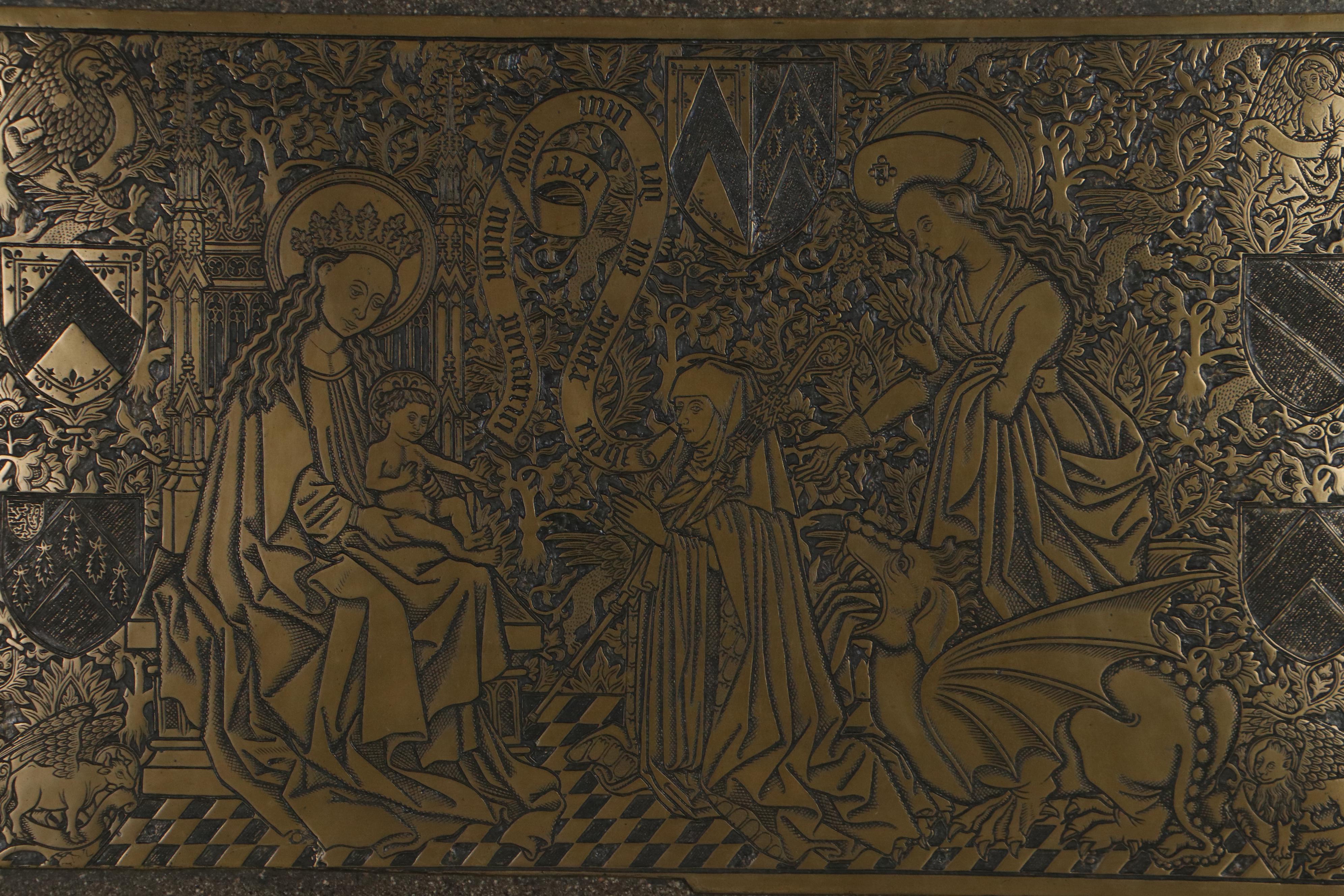 Composite Bas-Relief After Medieval Scene of Sister Marguerite De Scornay