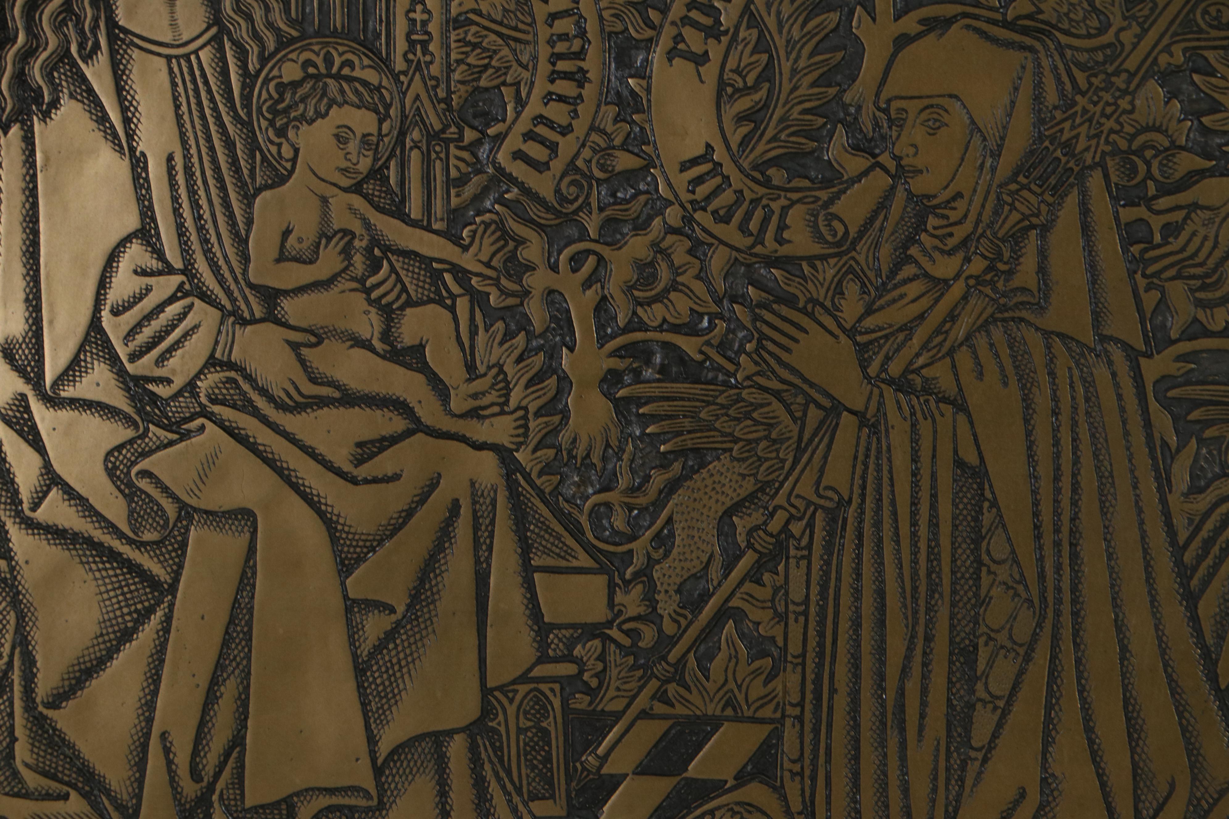 Composite Bas-Relief After Medieval Scene of Sister Marguerite De Scornay