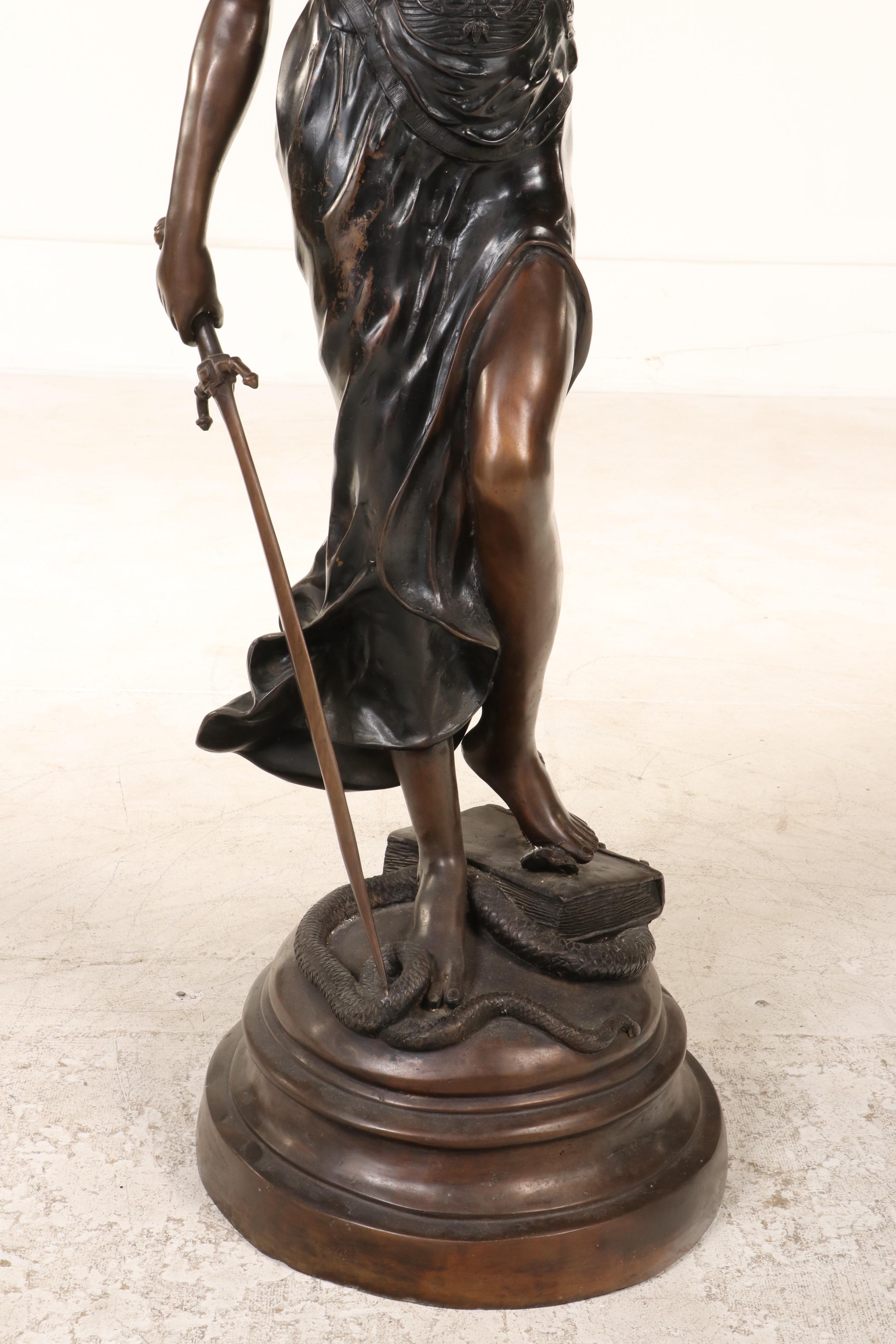 Clément Léopold Steiner Bronze Sculpture "Justicia," 19th Century
