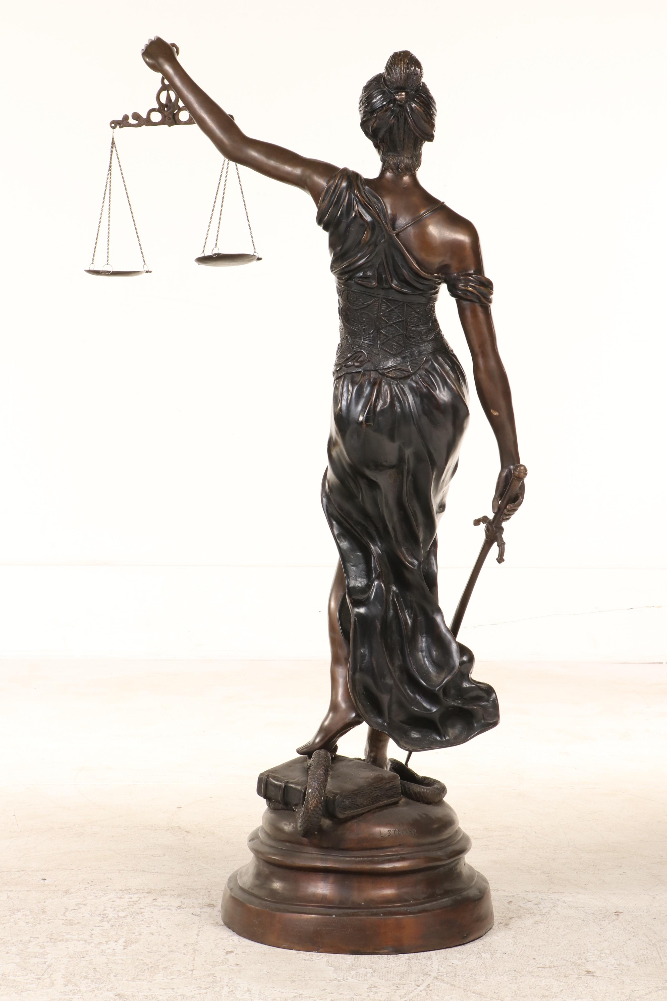 Clément Léopold Steiner Bronze Sculpture "Justicia," 19th Century