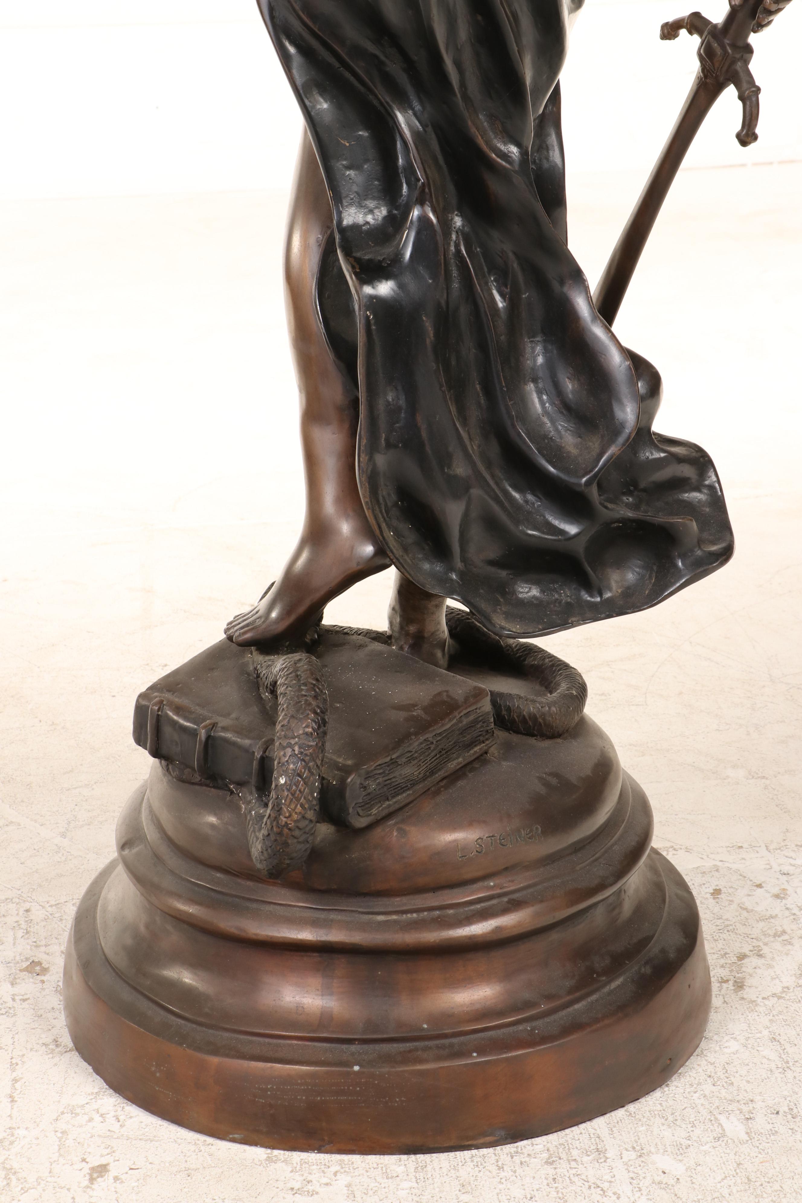 Clément Léopold Steiner Bronze Sculpture "Justicia," 19th Century