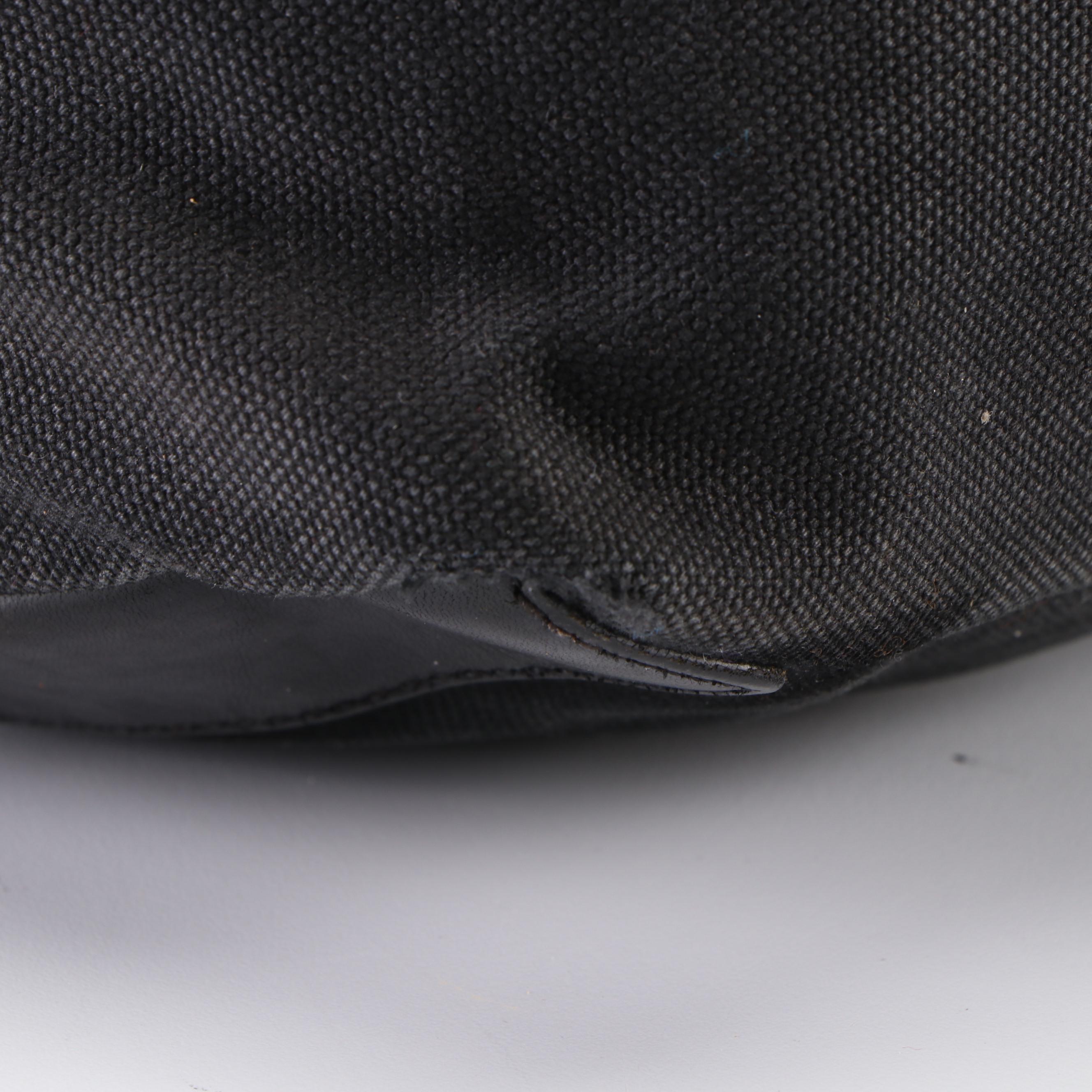 Prada Medium Shopper Tote in Black Cotton Canvas with Leather Trim