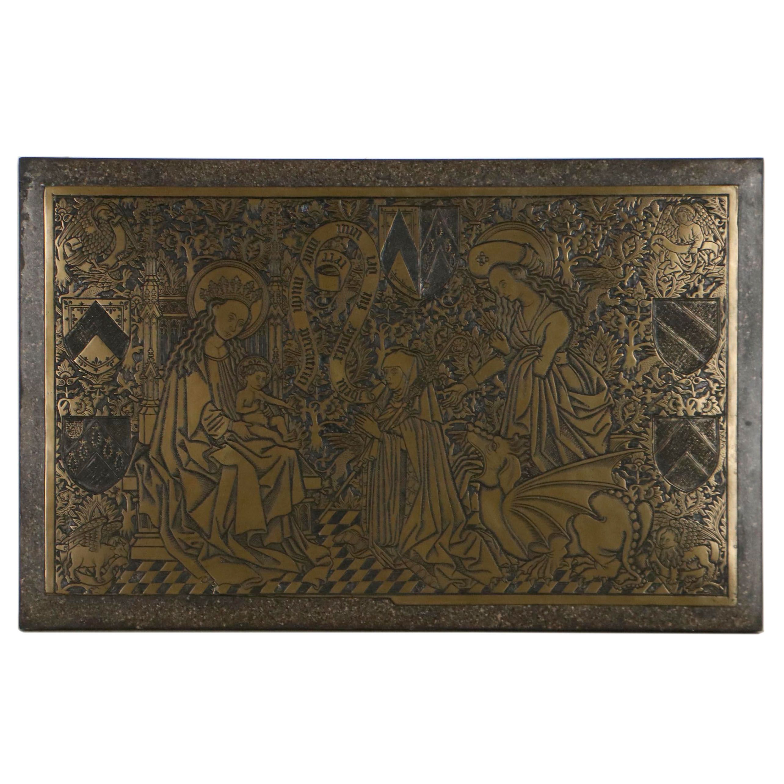 Composite Bas-Relief After Medieval Scene of Sister Marguerite De Scornay