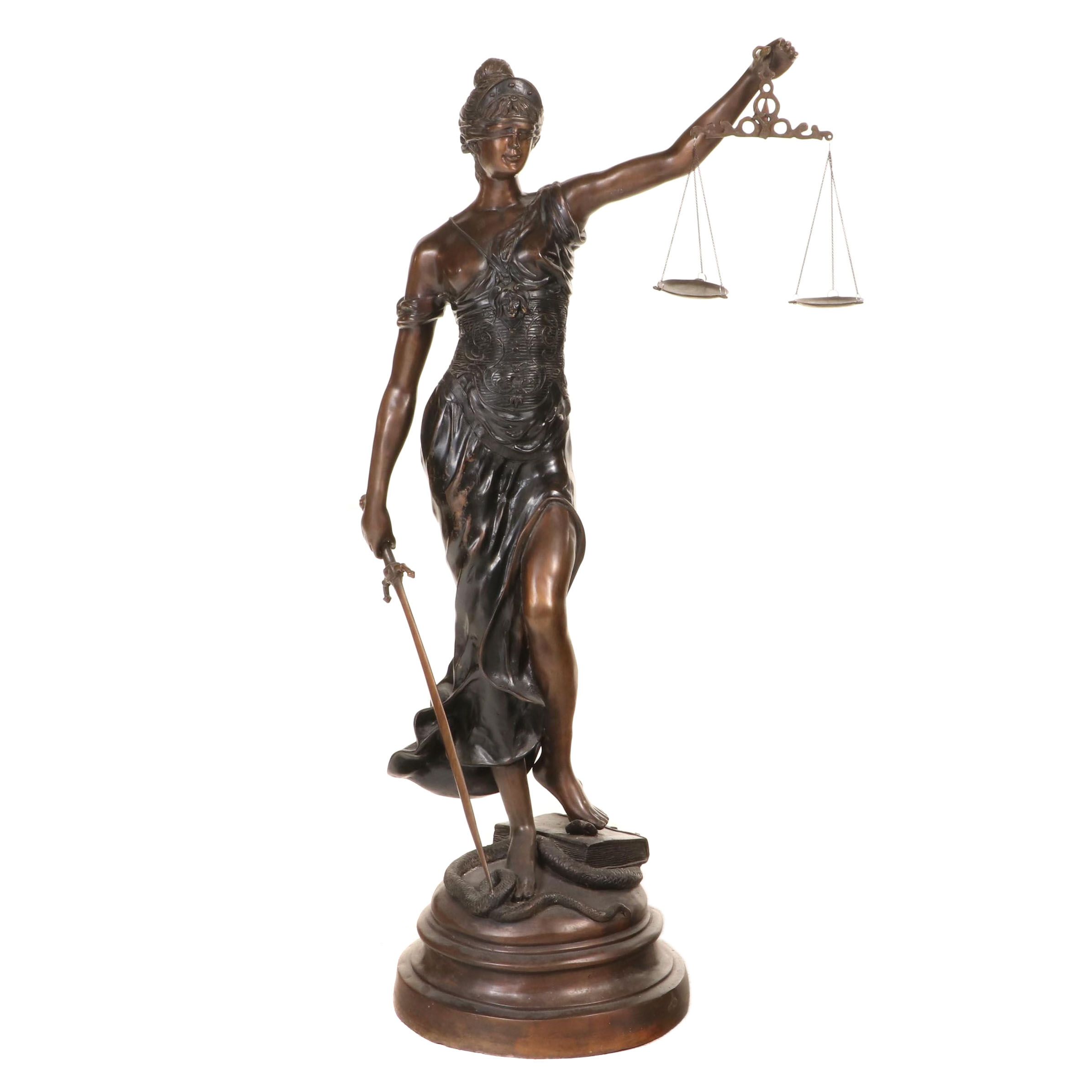 Clément Léopold Steiner Bronze Sculpture "Justicia," 19th Century