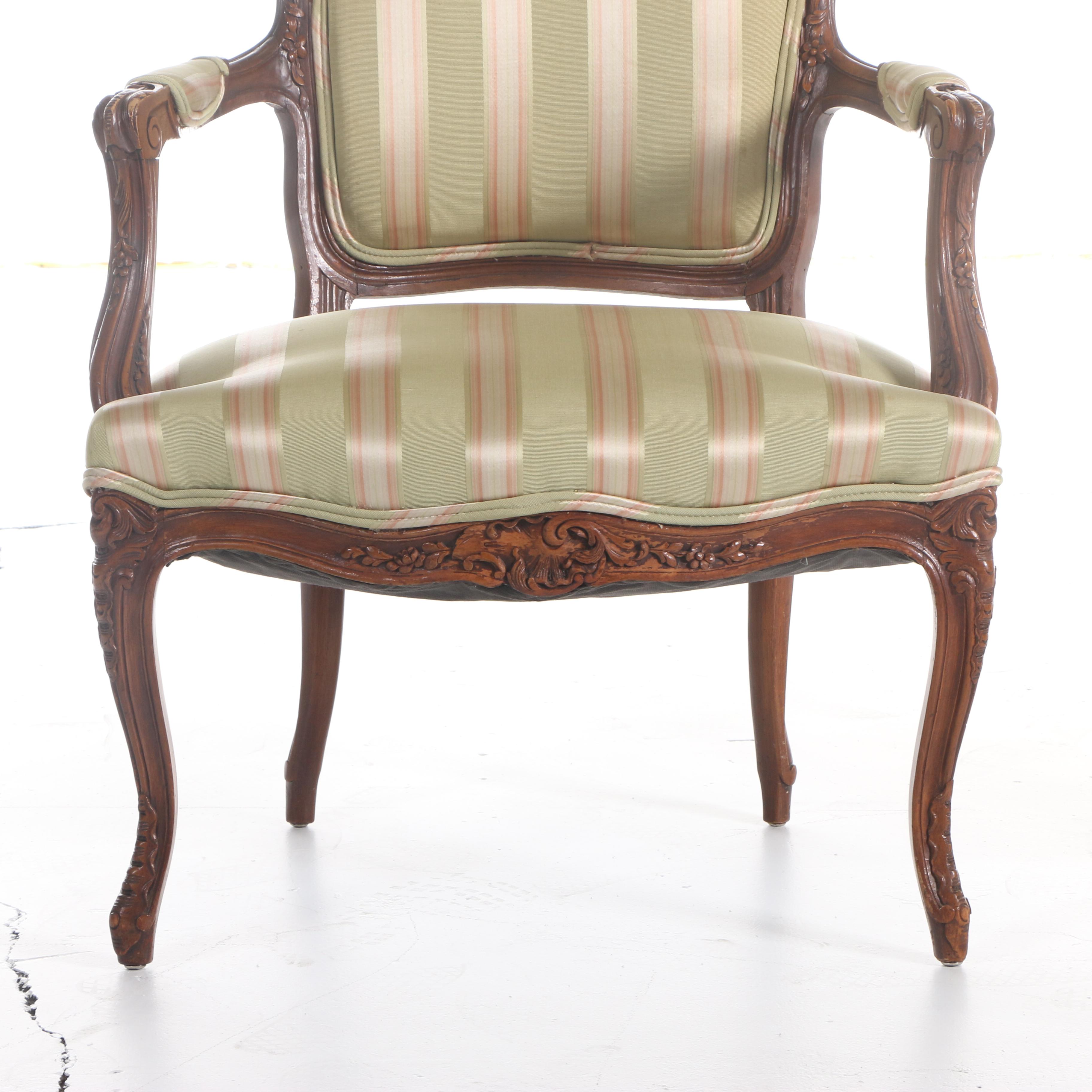 Louis XV Style Carved Beech and Upholstered Fauteuils, 20th Century