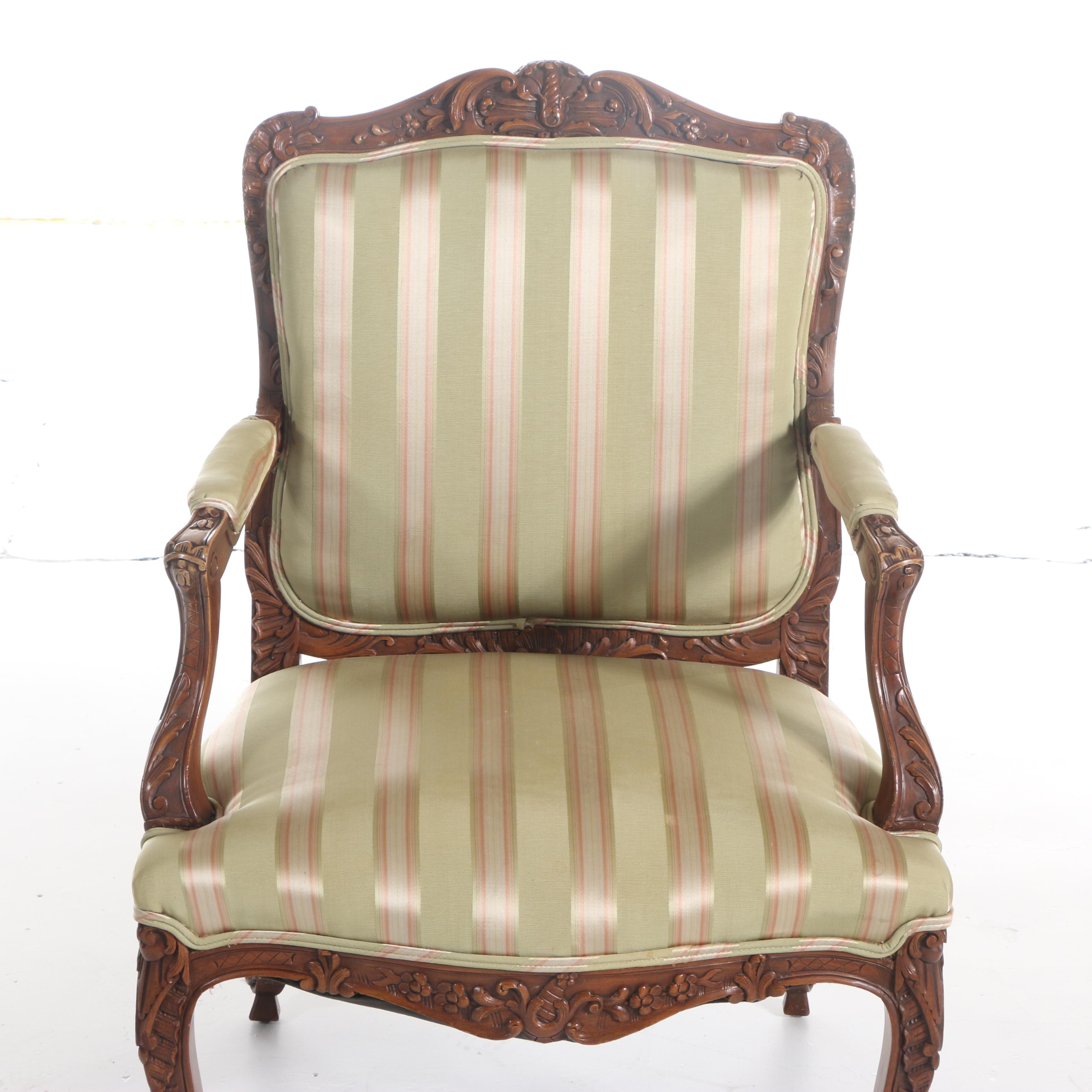 Louis XV Style Carved Beech and Upholstered Fauteuils, 20th Century