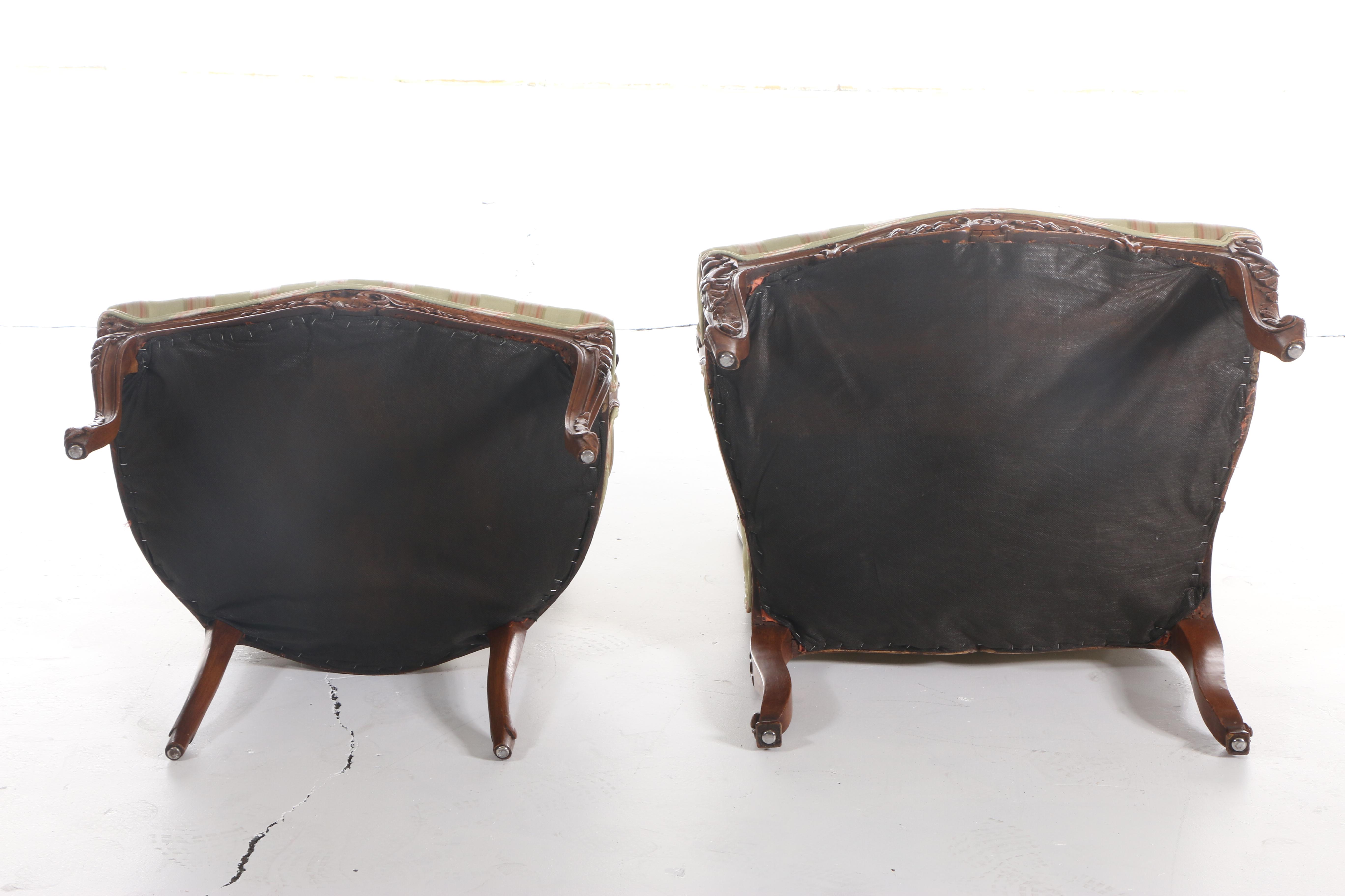 Louis XV Style Carved Beech and Upholstered Fauteuils, 20th Century