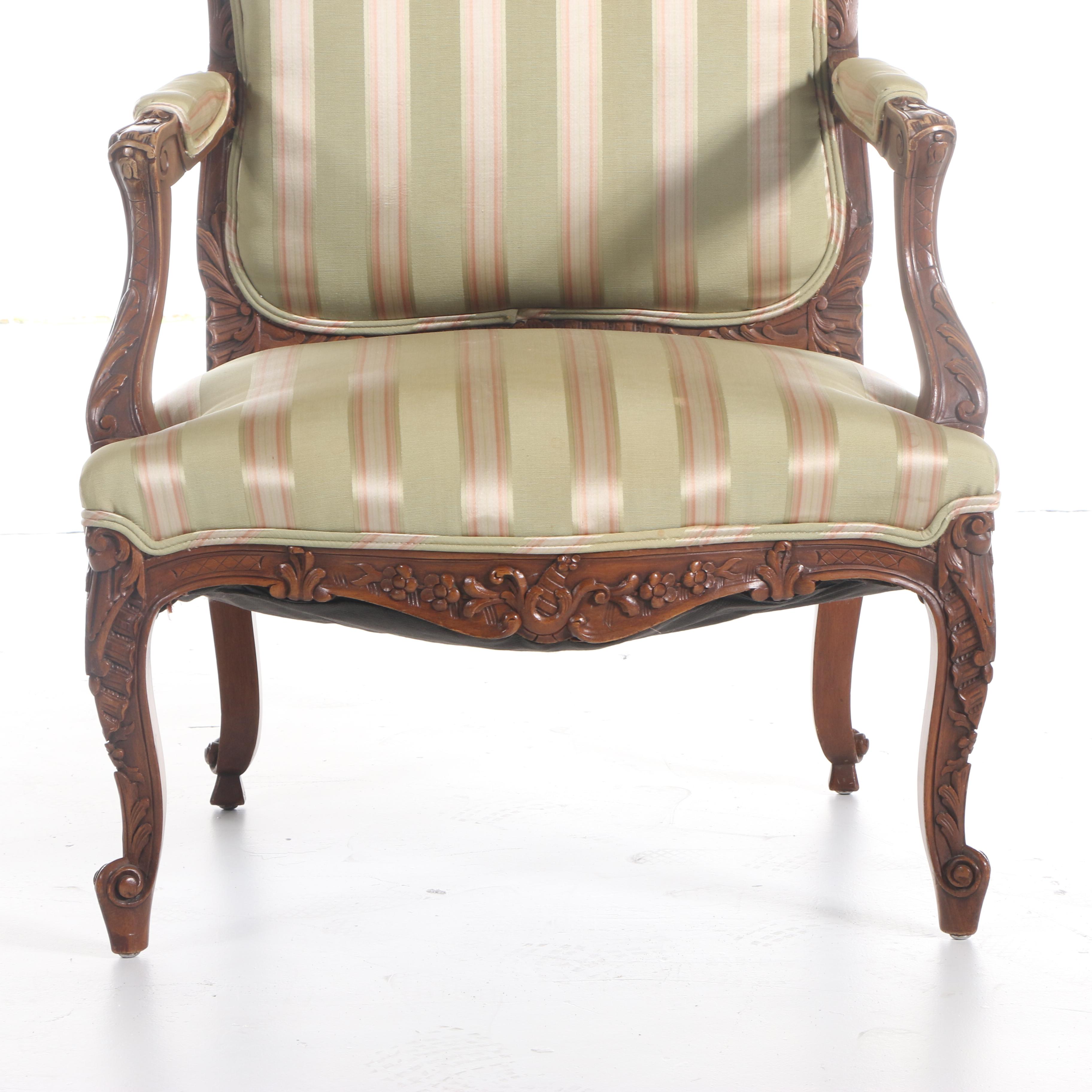 Louis XV Style Carved Beech and Upholstered Fauteuils, 20th Century