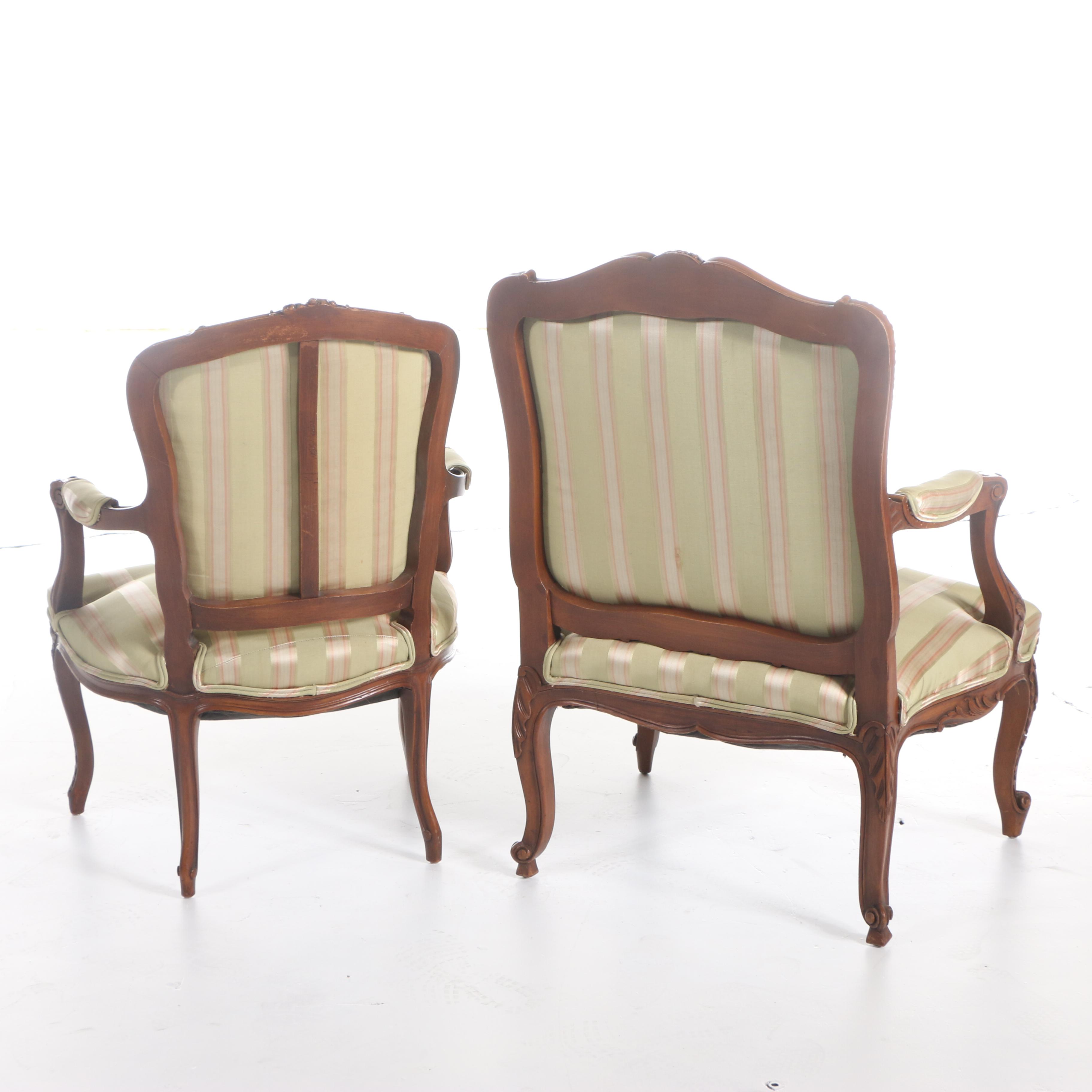 Louis XV Style Carved Beech and Upholstered Fauteuils, 20th Century