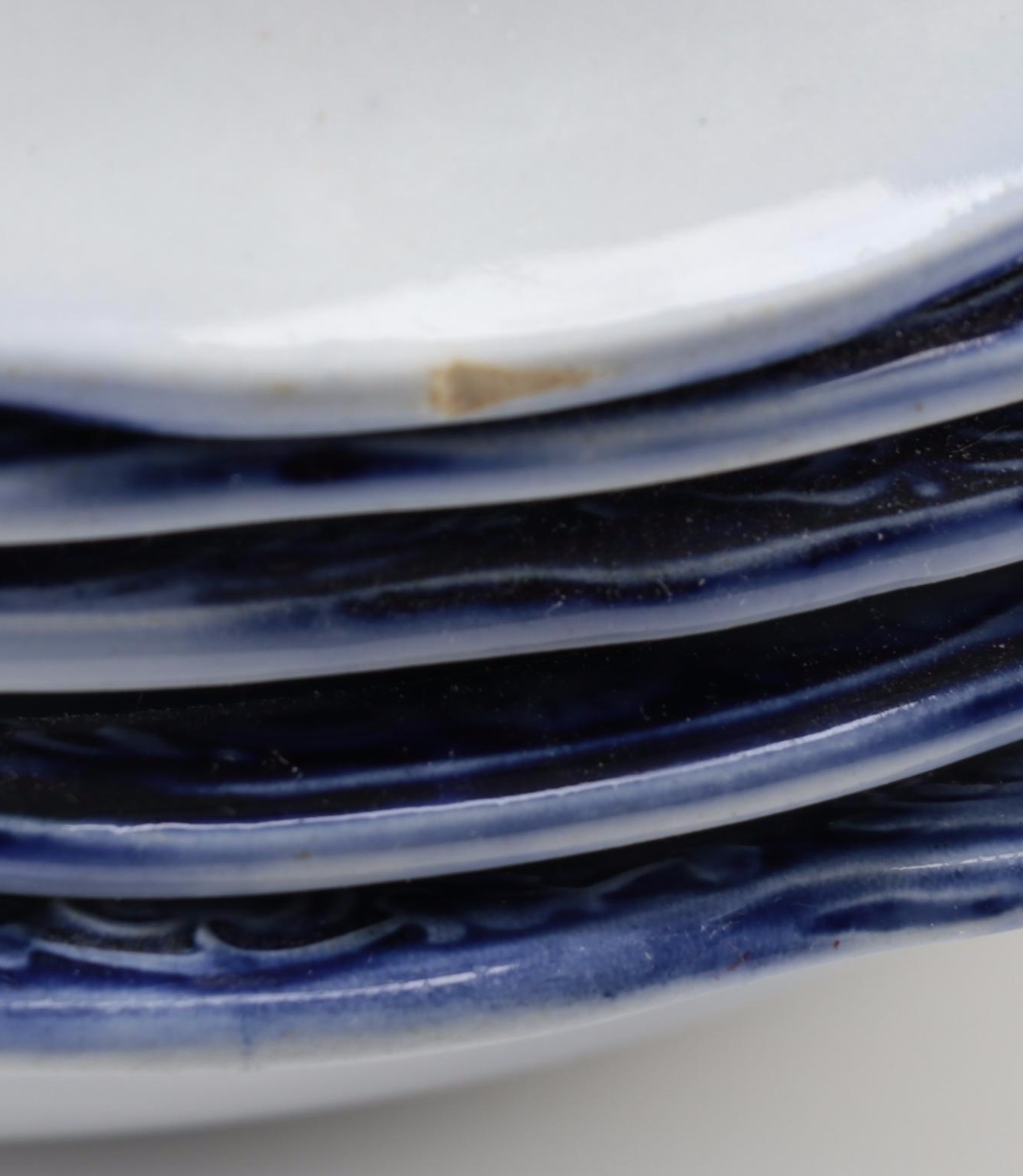 New Wharf Pottery Co. "Lois" Flow Blue Ironstone Dinnerware, Late 19th Century