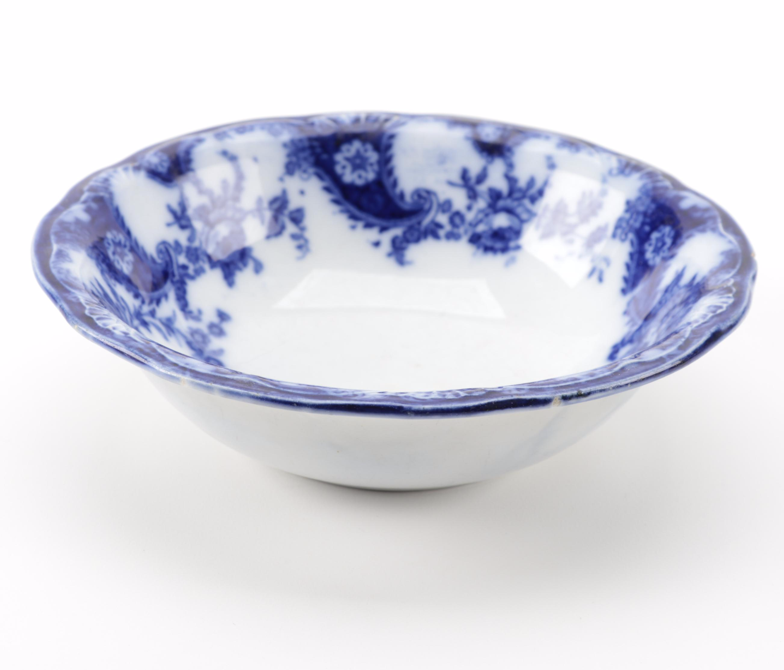 New Wharf Pottery Co. "Lois" Flow Blue Ironstone Dinnerware, Late 19th Century