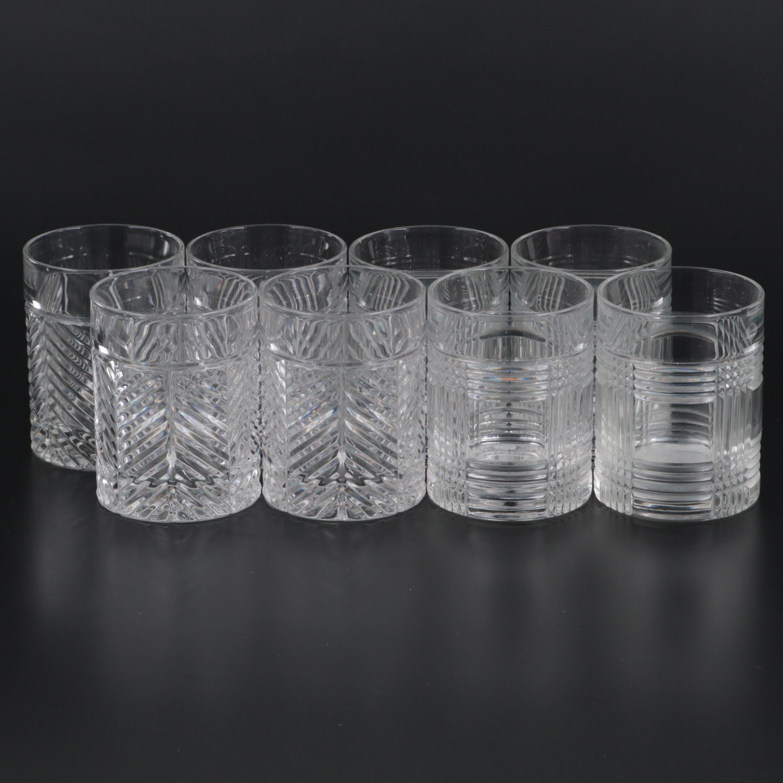 Ralph Lauren "Glen Plaid" and "Herringbone" Crystal Old Fashioned Glasses