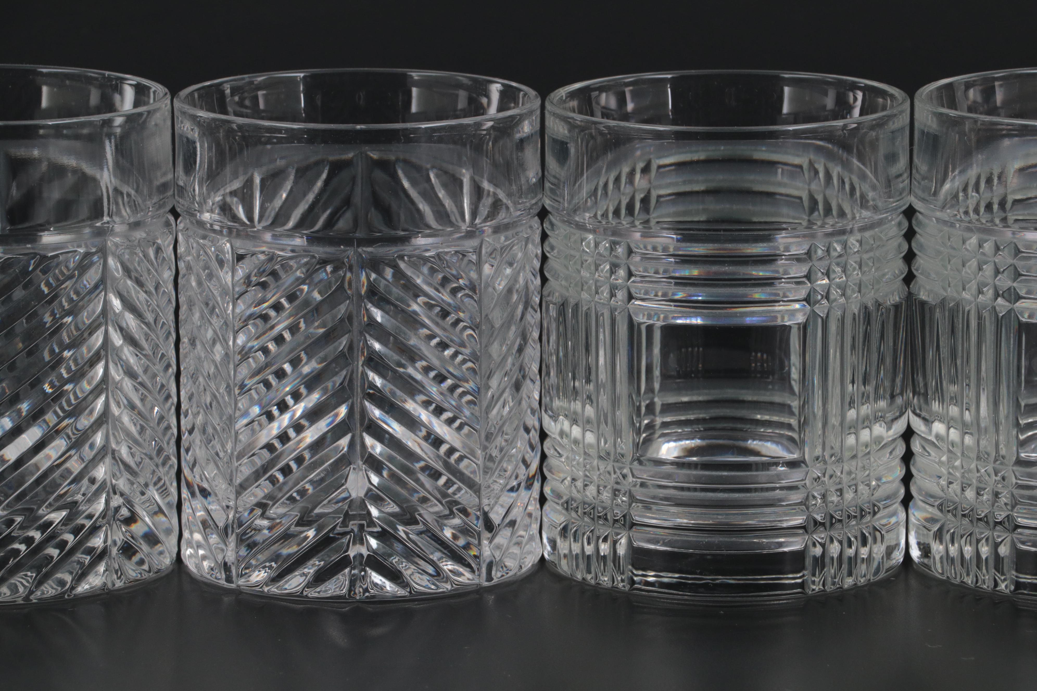 Ralph Lauren "Glen Plaid" and "Herringbone" Crystal Old Fashioned Glasses