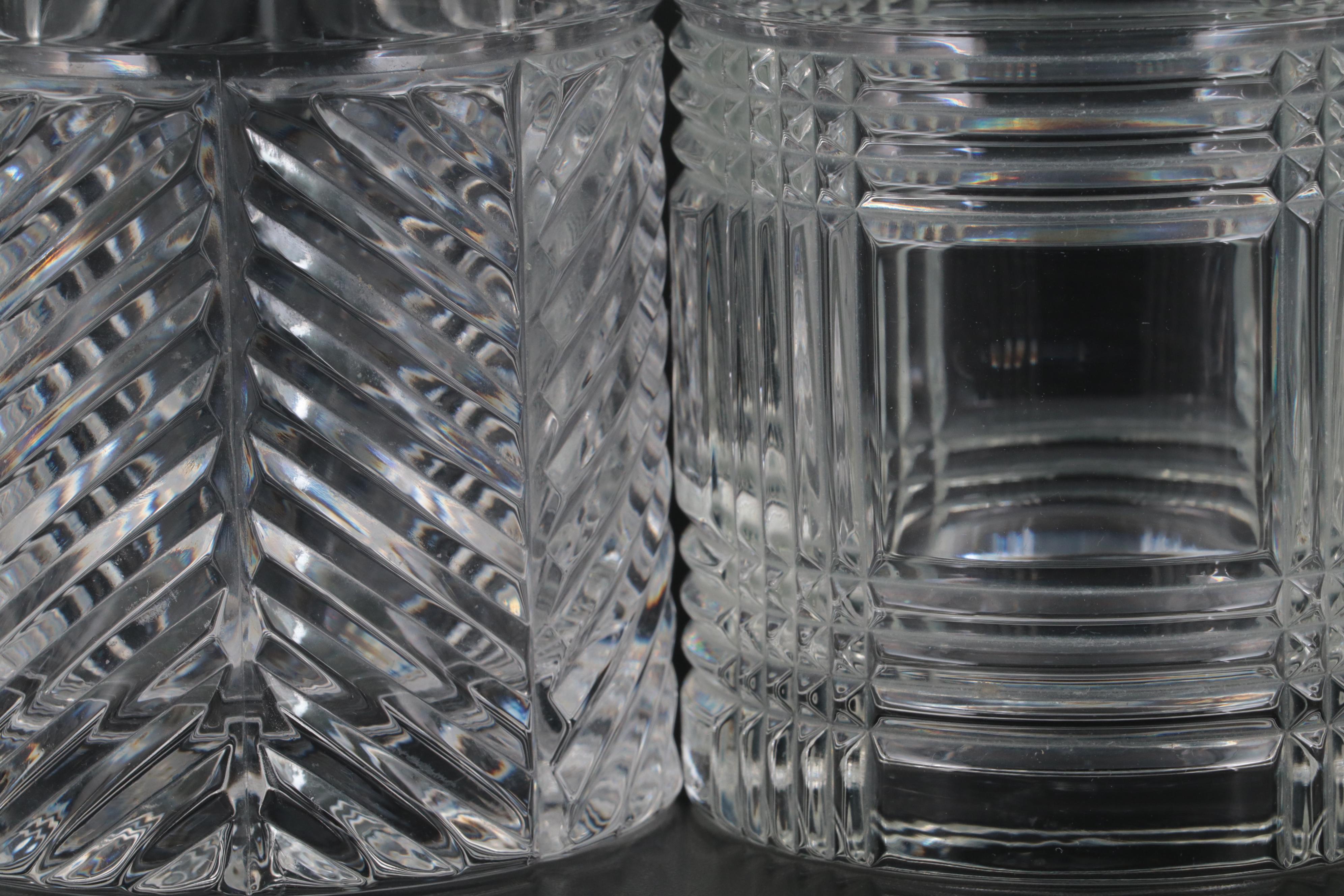 Ralph Lauren "Glen Plaid" and "Herringbone" Crystal Old Fashioned Glasses