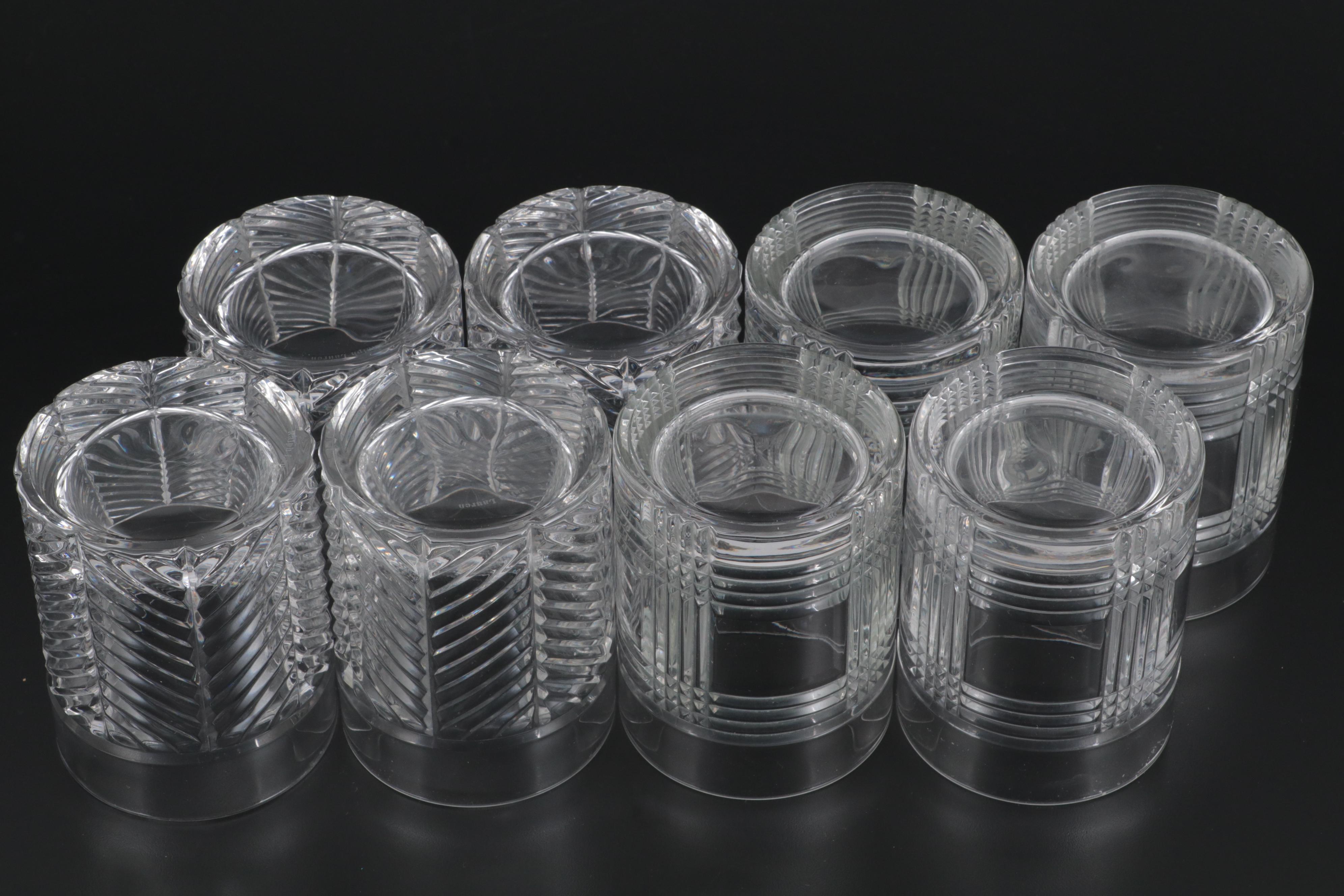 Ralph Lauren "Glen Plaid" and "Herringbone" Crystal Old Fashioned Glasses