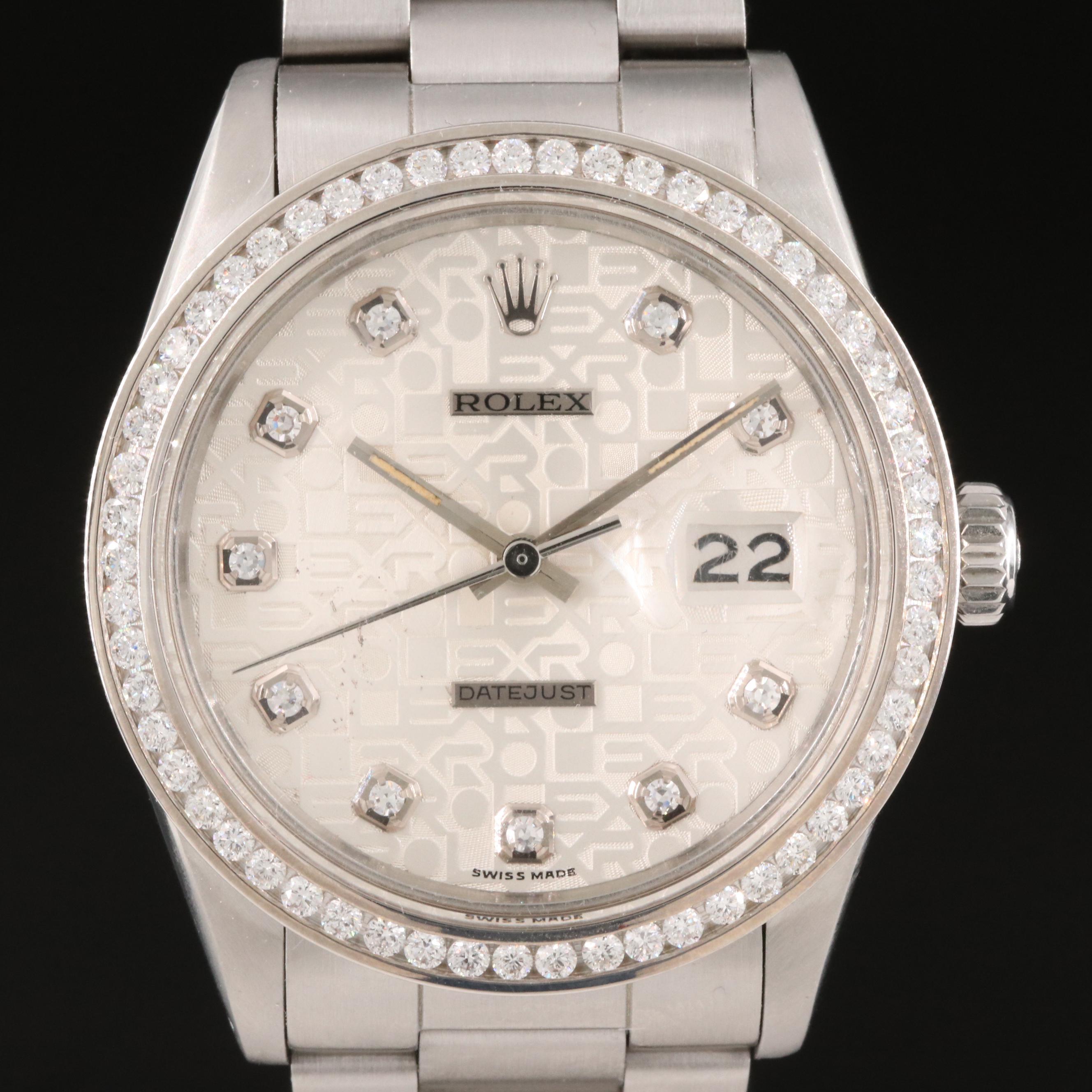 1984 Rolex Datejust Jubilee 1.57 CTW Diamond Dial and Bezel Watch
