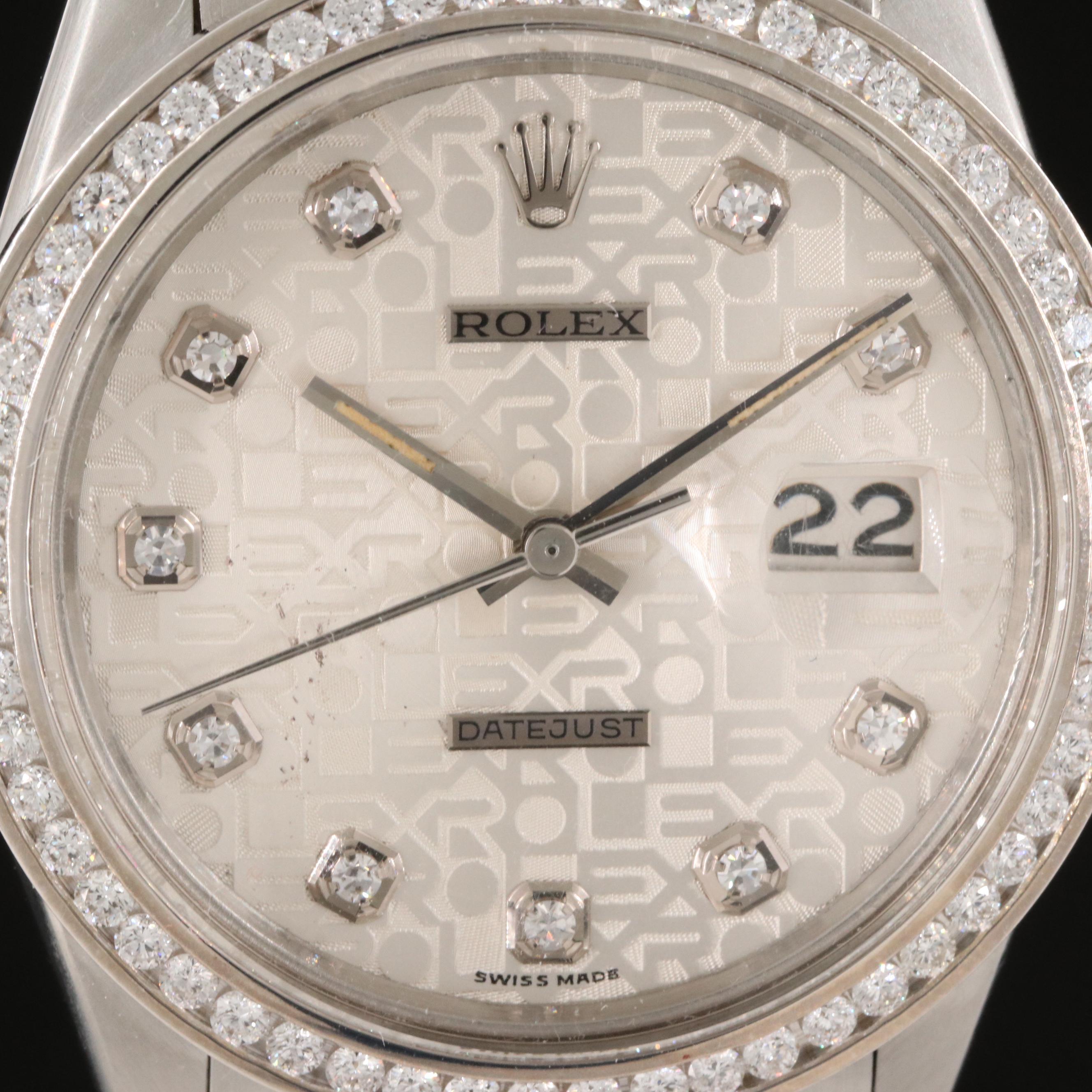 1984 Rolex Datejust Jubilee 1.57 CTW Diamond Dial and Bezel Watch