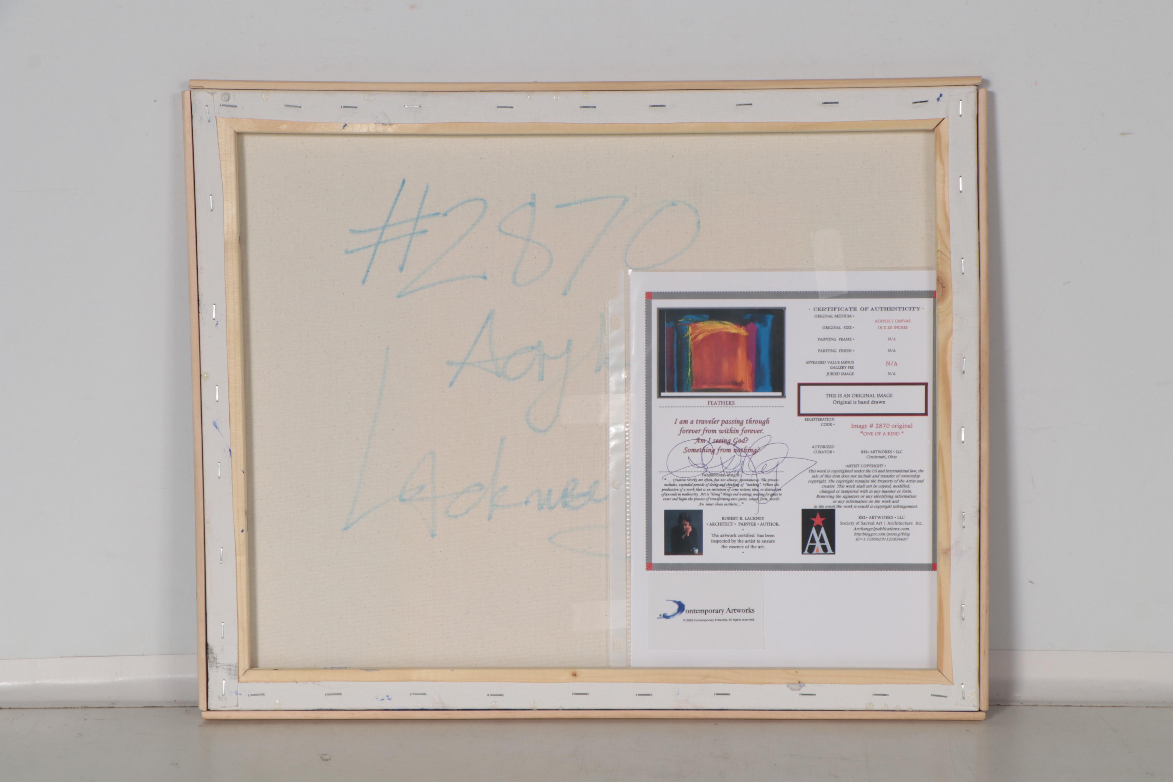 Robert Lackney Acrylic Painting "Feathers," 21st Century