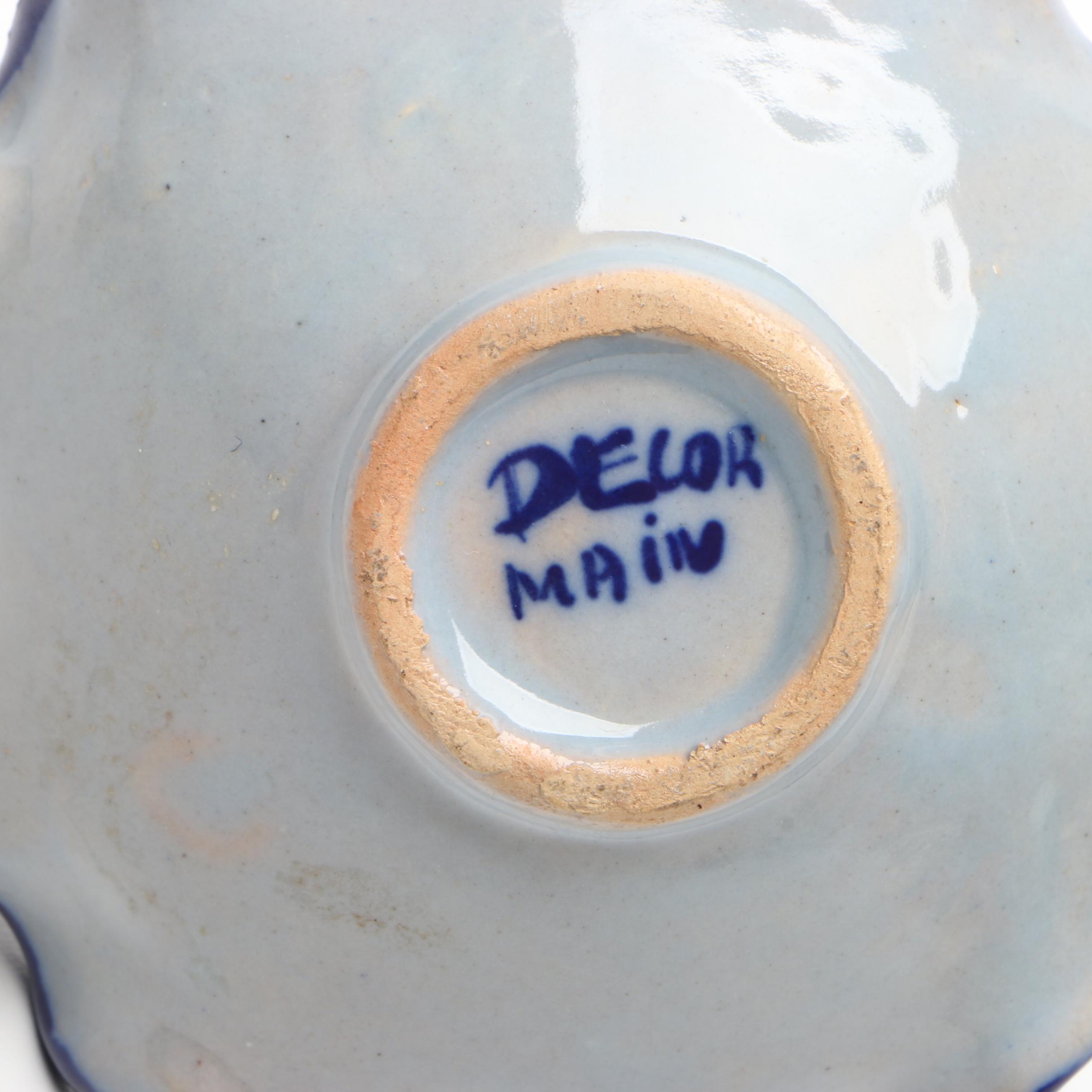 Alcoraca Portugese Hand-Painted Pitcher and Hand-Painted Basket