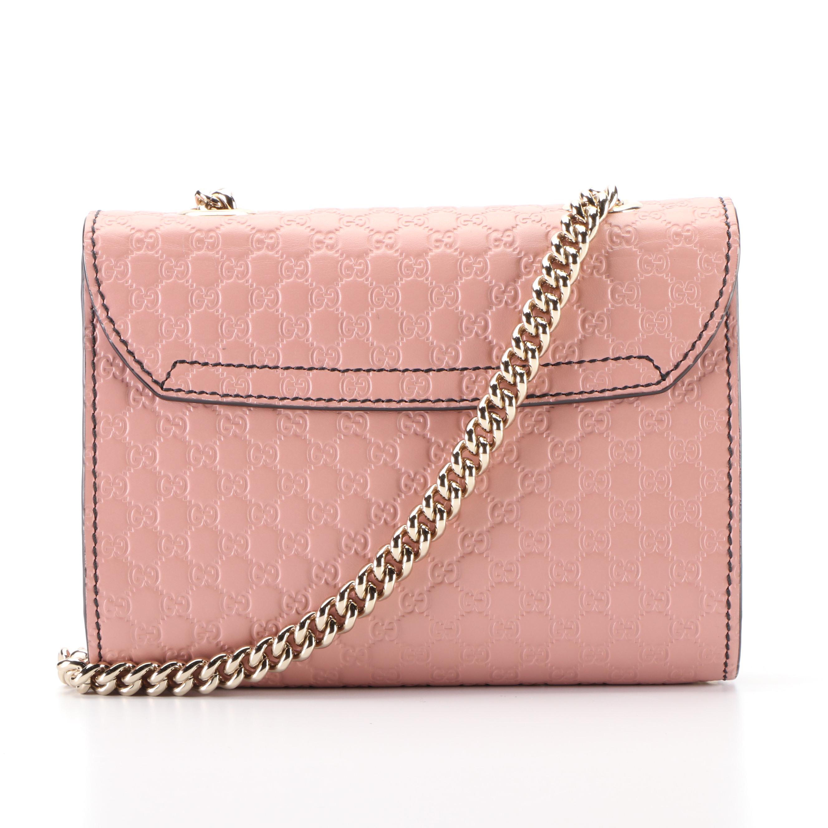 Gucci Emily Crossbody Front Flap Bag in Dusty Pink Microguccissima Leather