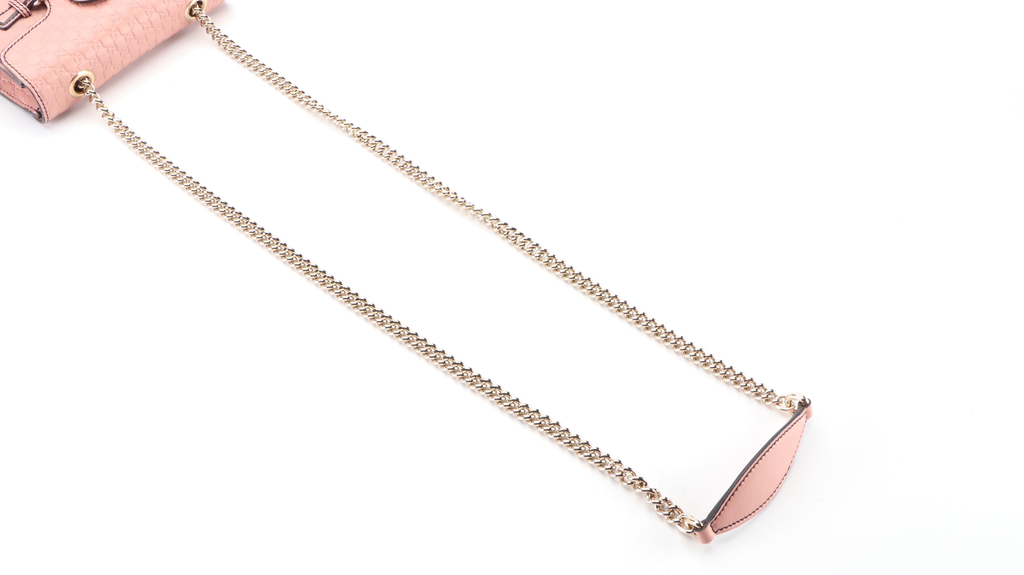 Gucci Emily Crossbody Front Flap Bag in Dusty Pink Microguccissima Leather