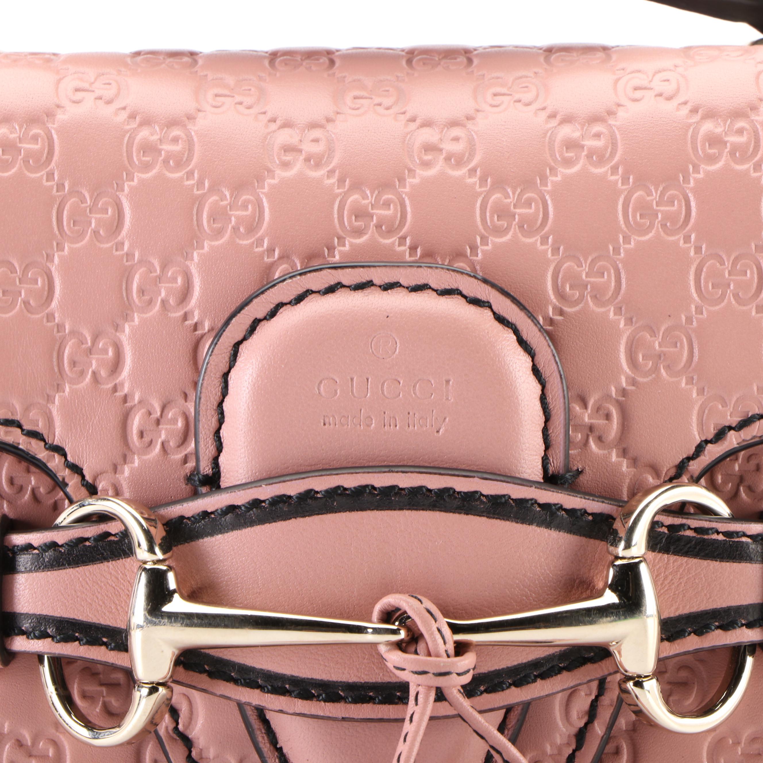 Gucci Emily Crossbody Front Flap Bag in Dusty Pink Microguccissima Leather