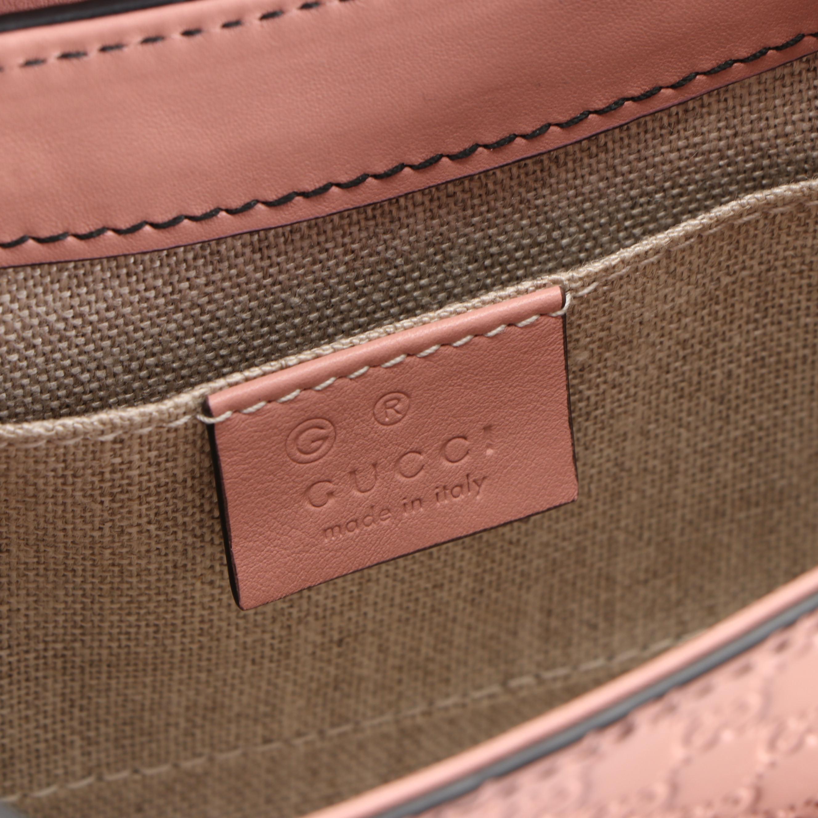 Gucci Emily Crossbody Front Flap Bag in Dusty Pink Microguccissima Leather