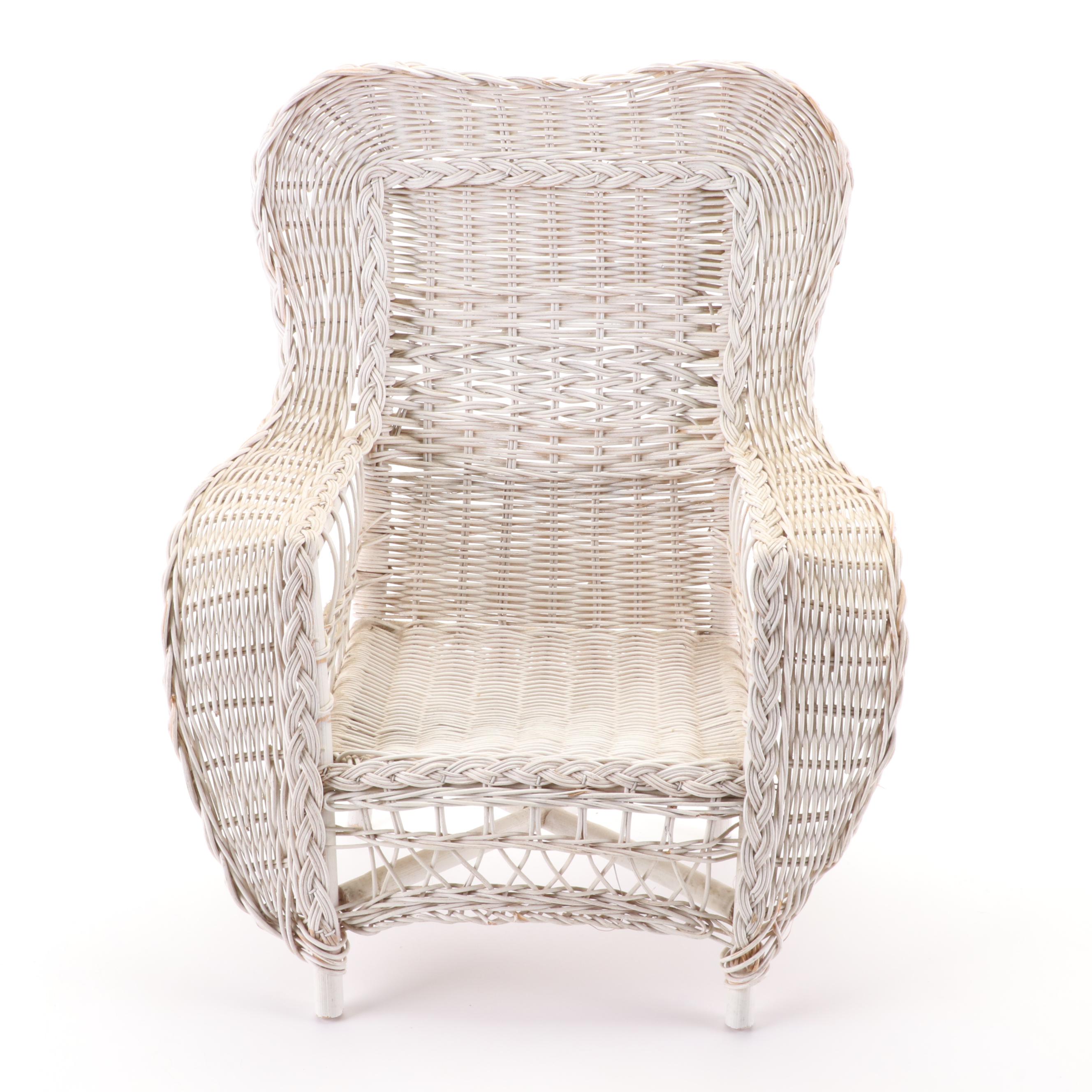 Painted Wicker Doll Chair, Mid-20th Century