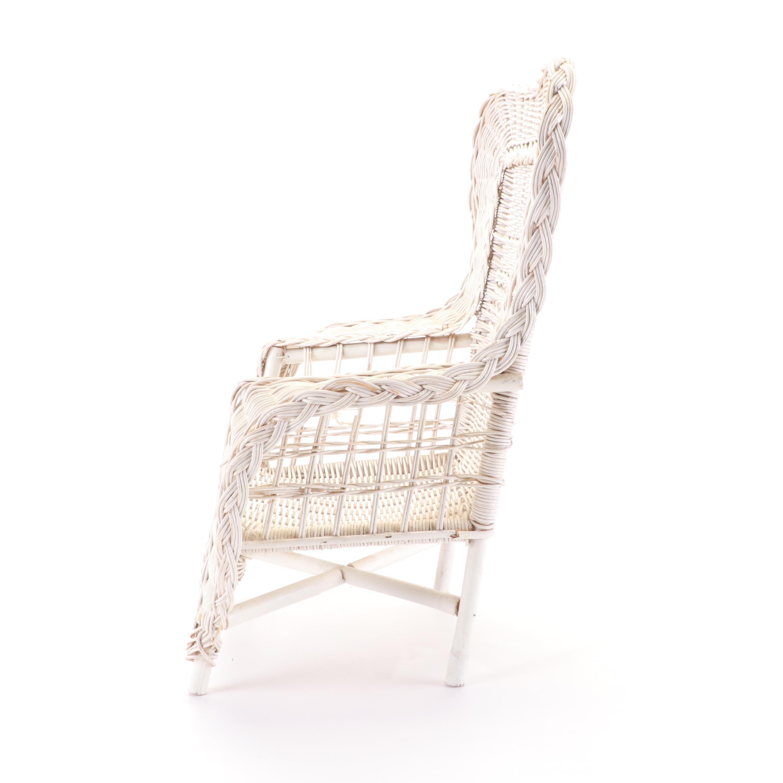 Painted Wicker Doll Chair, Mid-20th Century