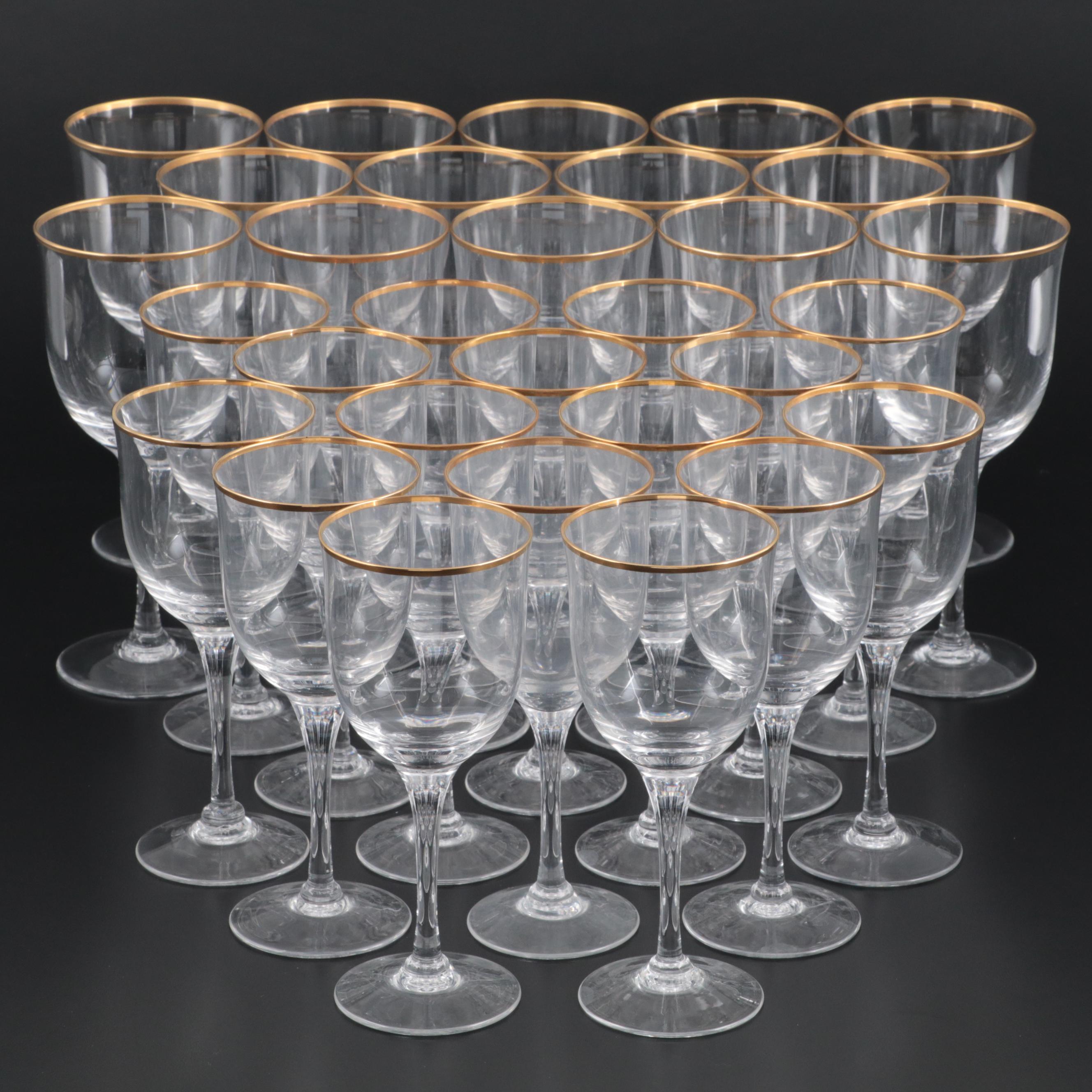 Noritake "Troy" Glass Water Goblets and Wine Glasses, 1983-2016