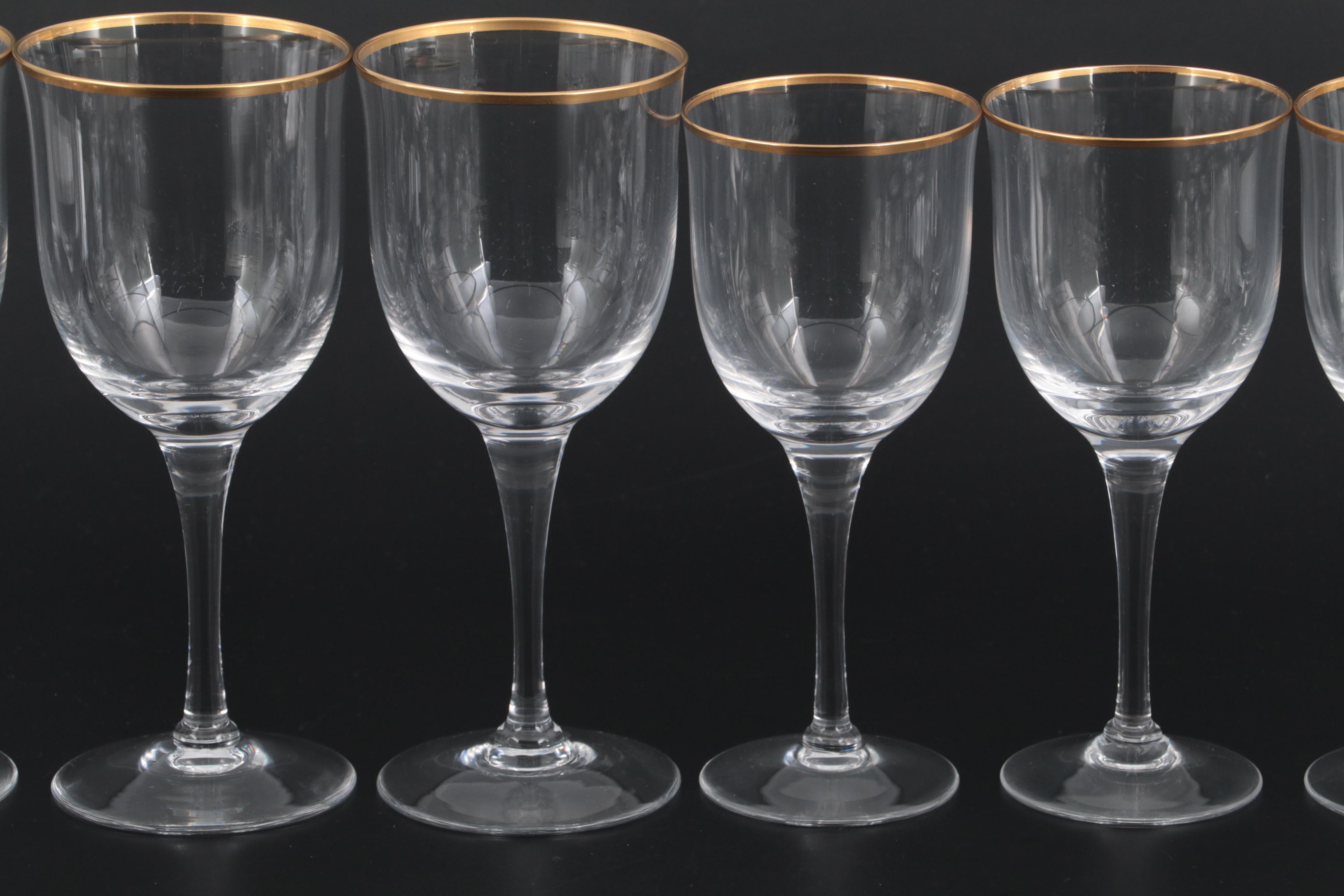 Noritake "Troy" Glass Water Goblets and Wine Glasses, 1983-2016