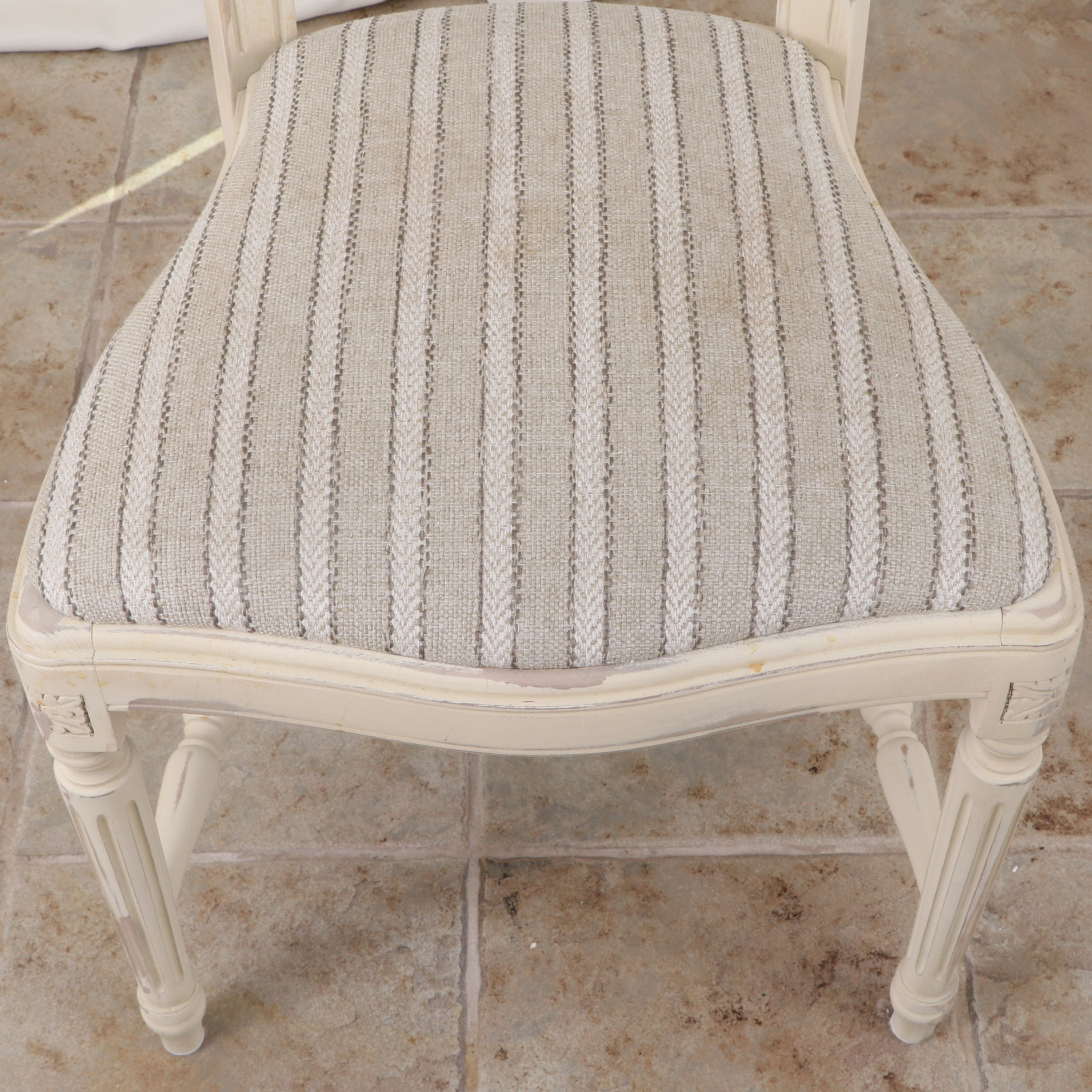 Arhaus "Luca" Stone Top Pedestal Table and "Cecilia" Dining Chairs