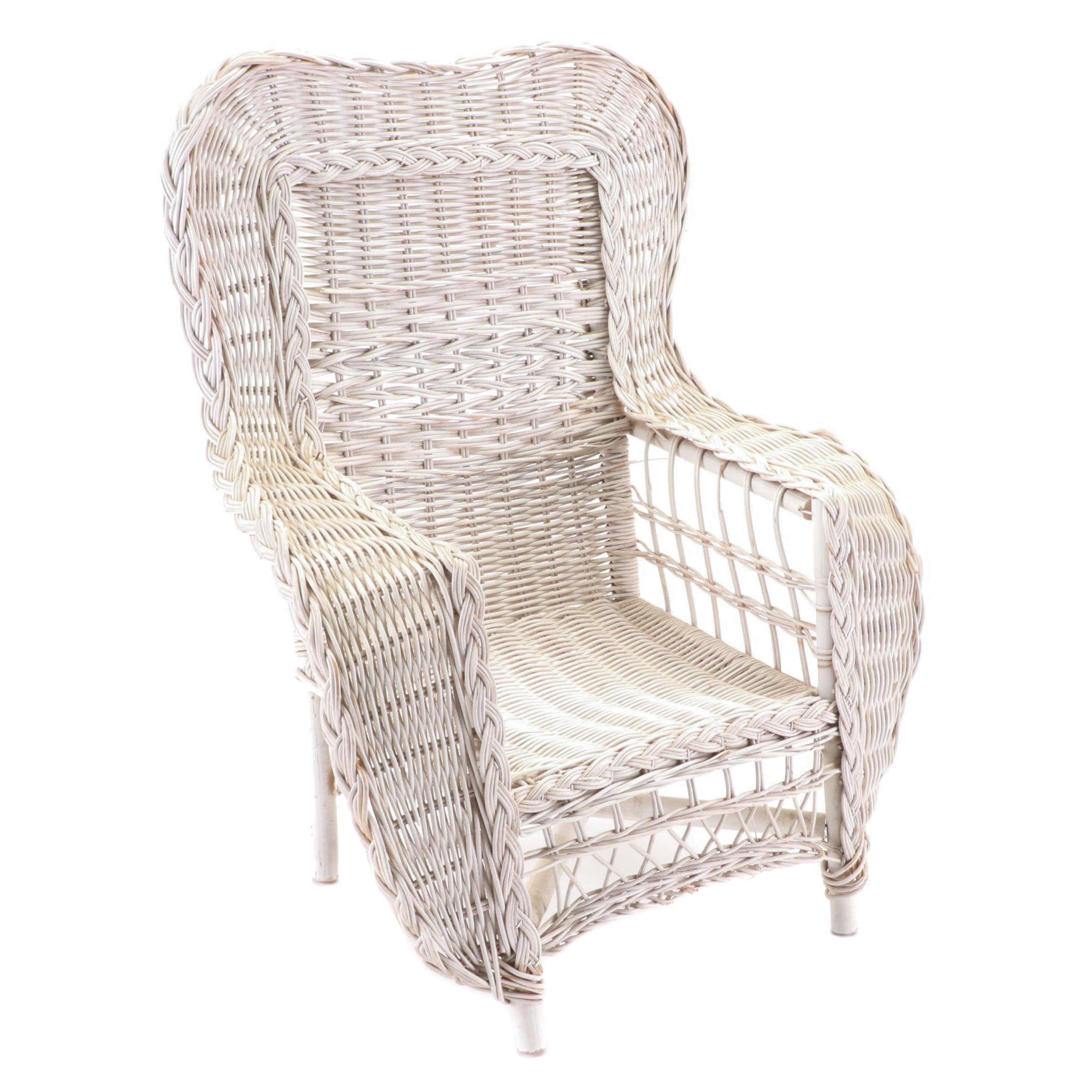 Painted Wicker Doll Chair, Mid-20th Century