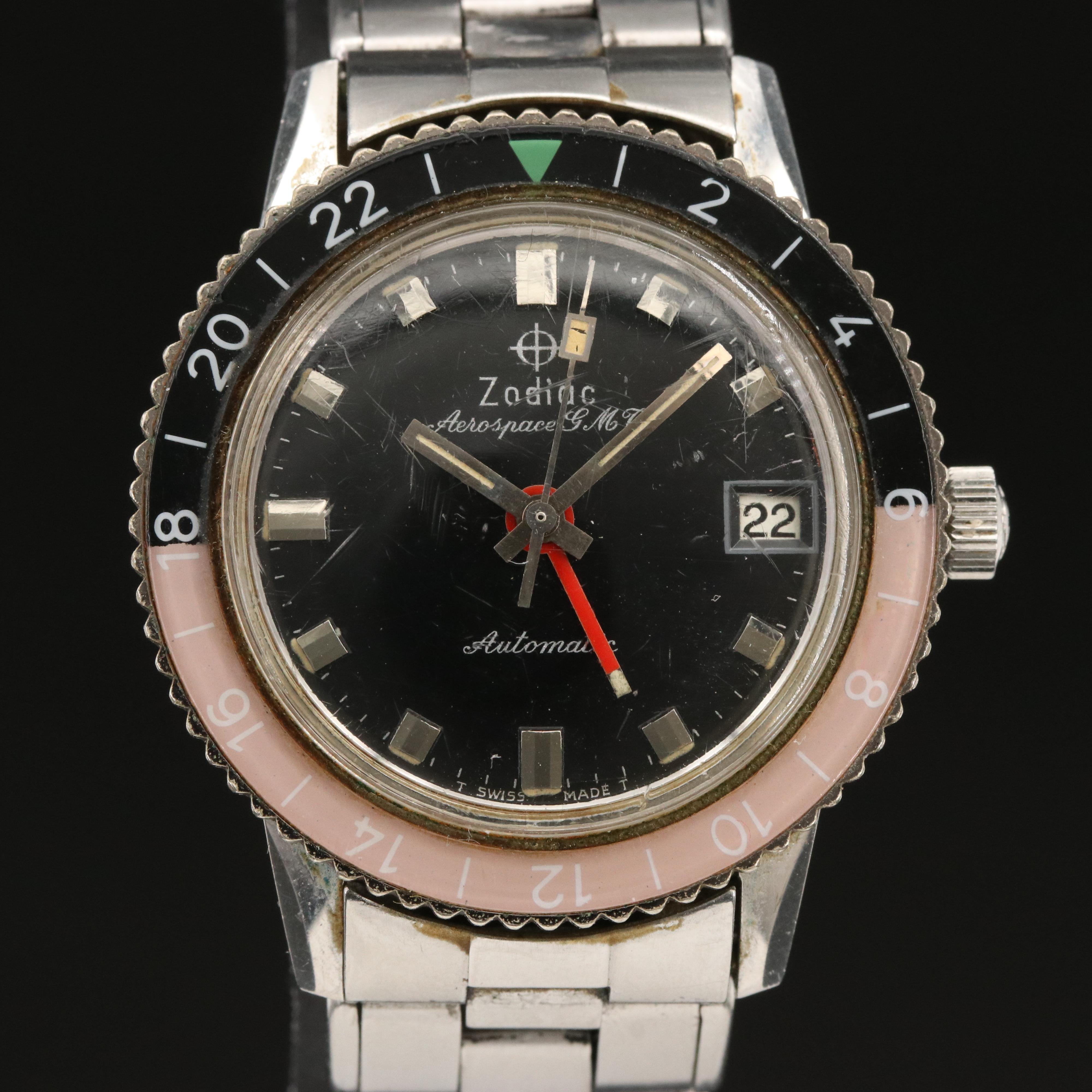 Zodiac Aerospace GMT Stainless Steel Automatic Watch
