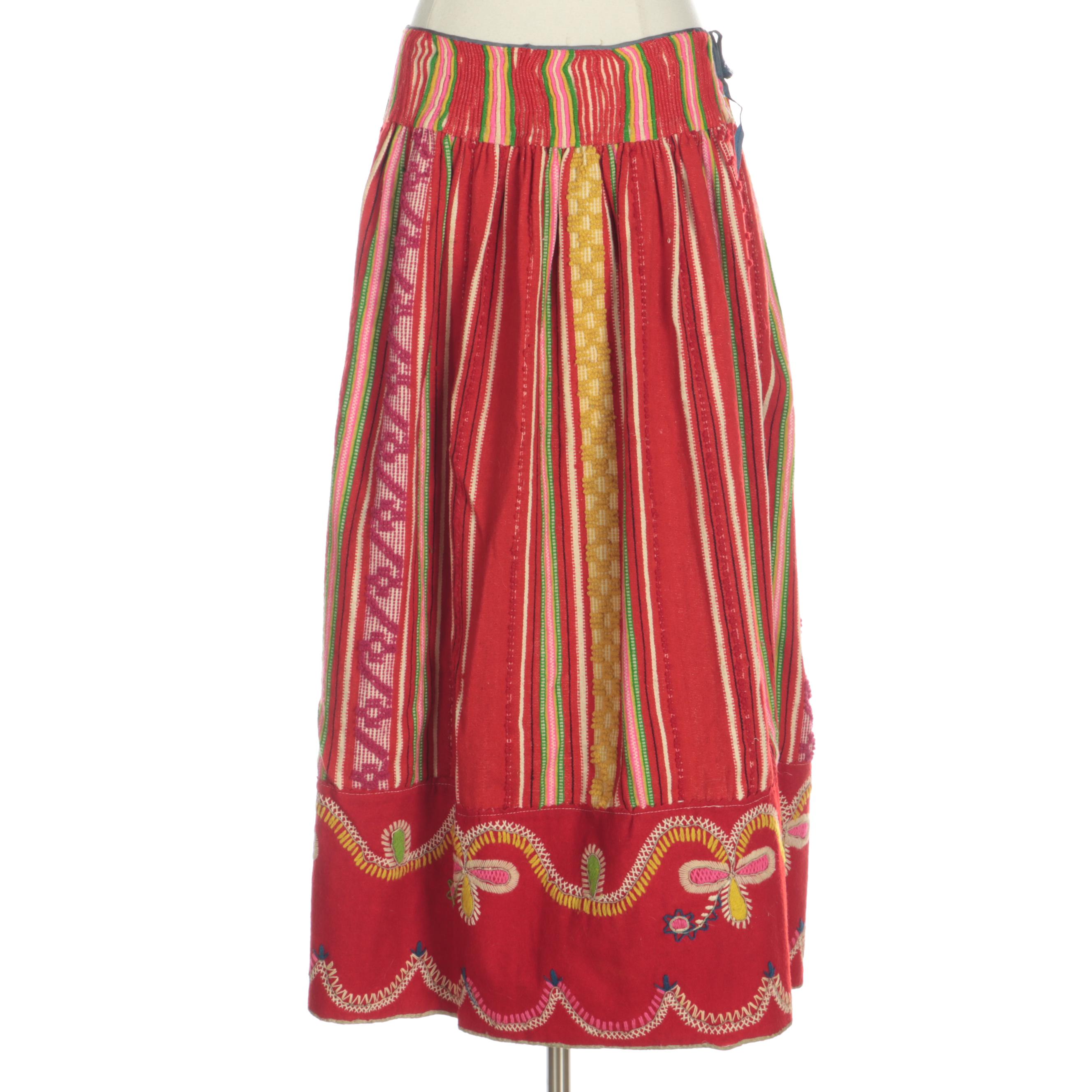 Estonian Muhu Embroidered Traditional Wool Skirt