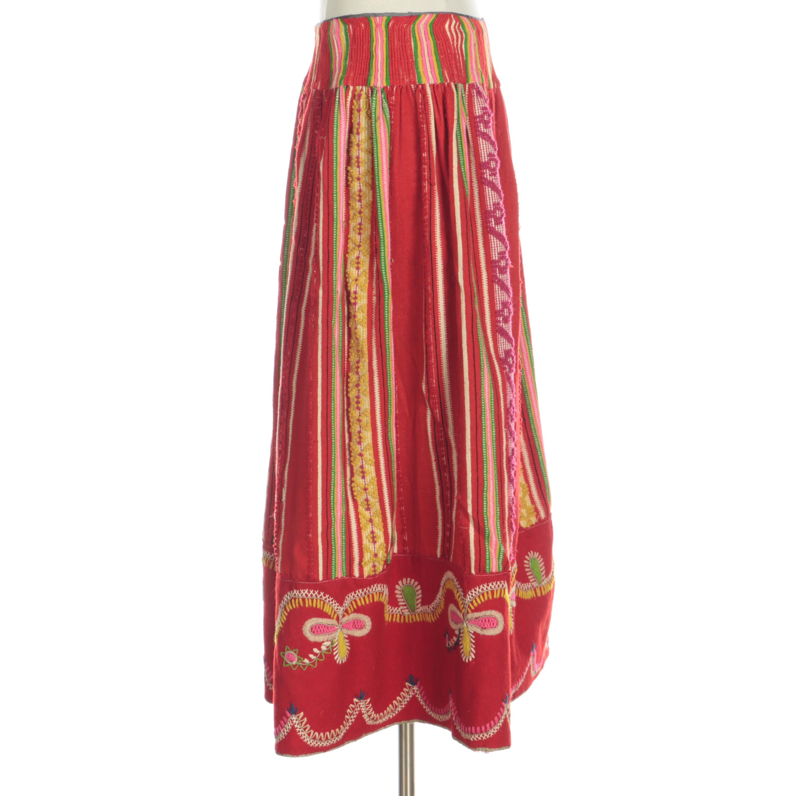 Estonian Muhu Embroidered Traditional Wool Skirt
