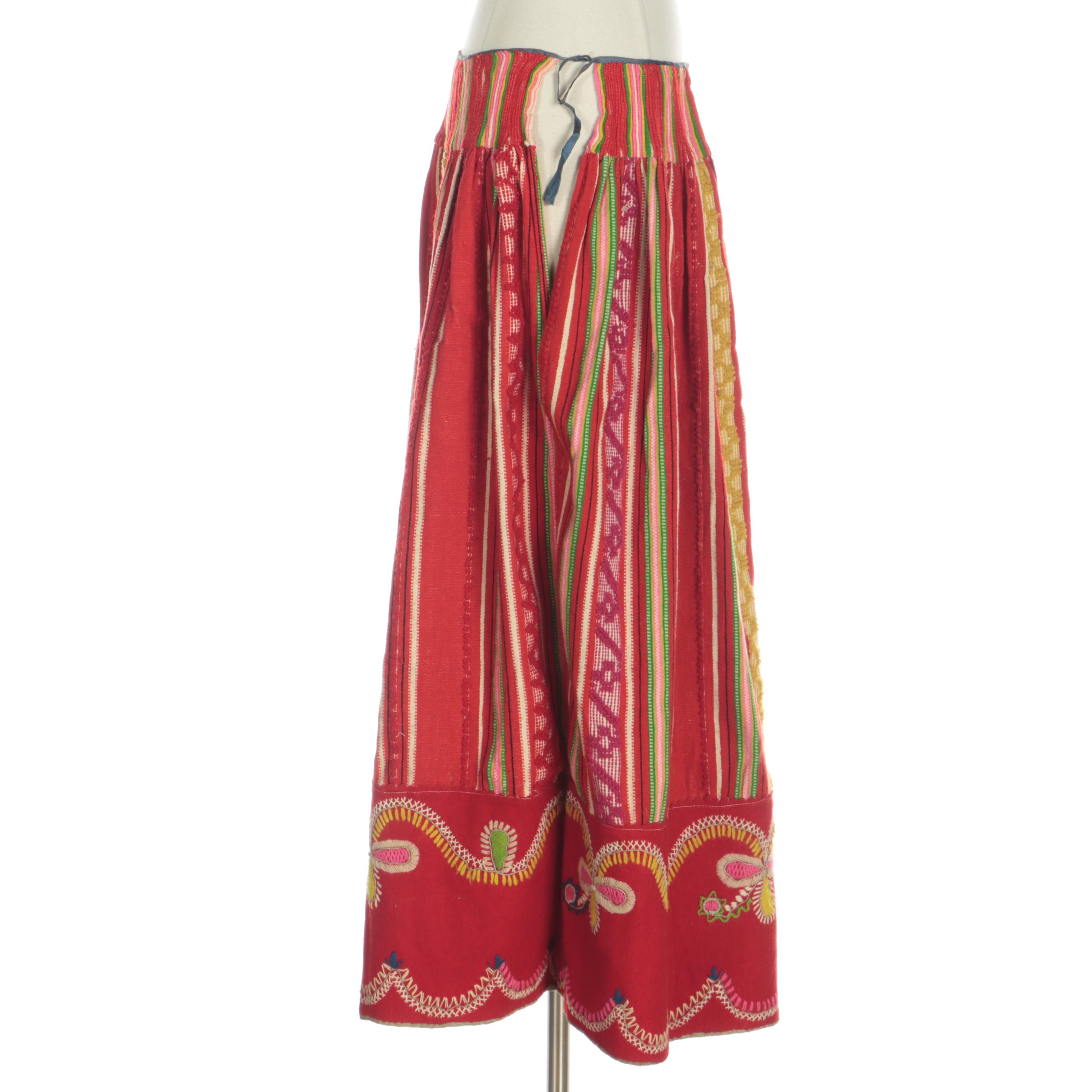 Estonian Muhu Embroidered Traditional Wool Skirt