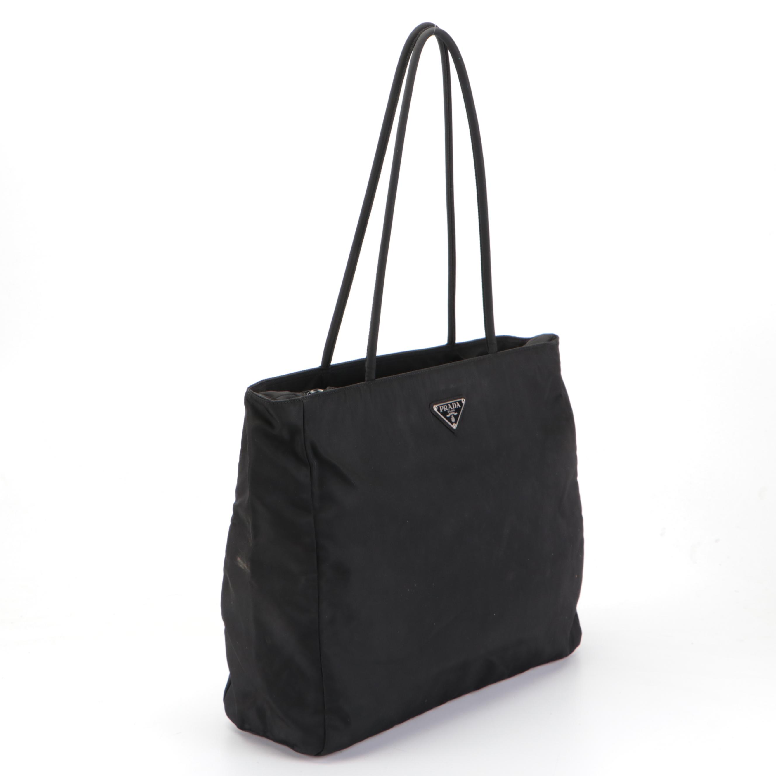 Prada Zippered Tote Bag in Black Tessuto Nylon