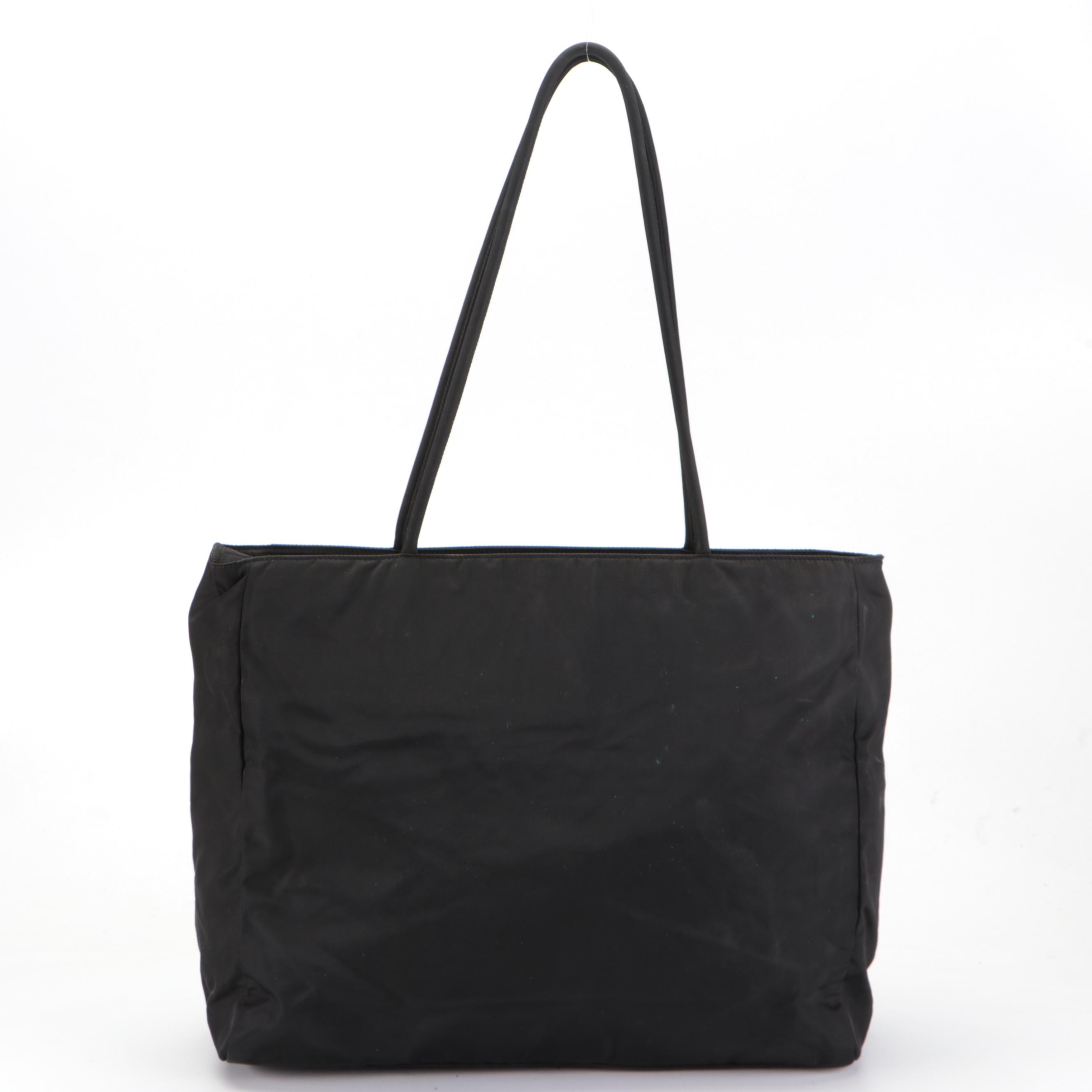 Prada Zippered Tote Bag in Black Tessuto Nylon