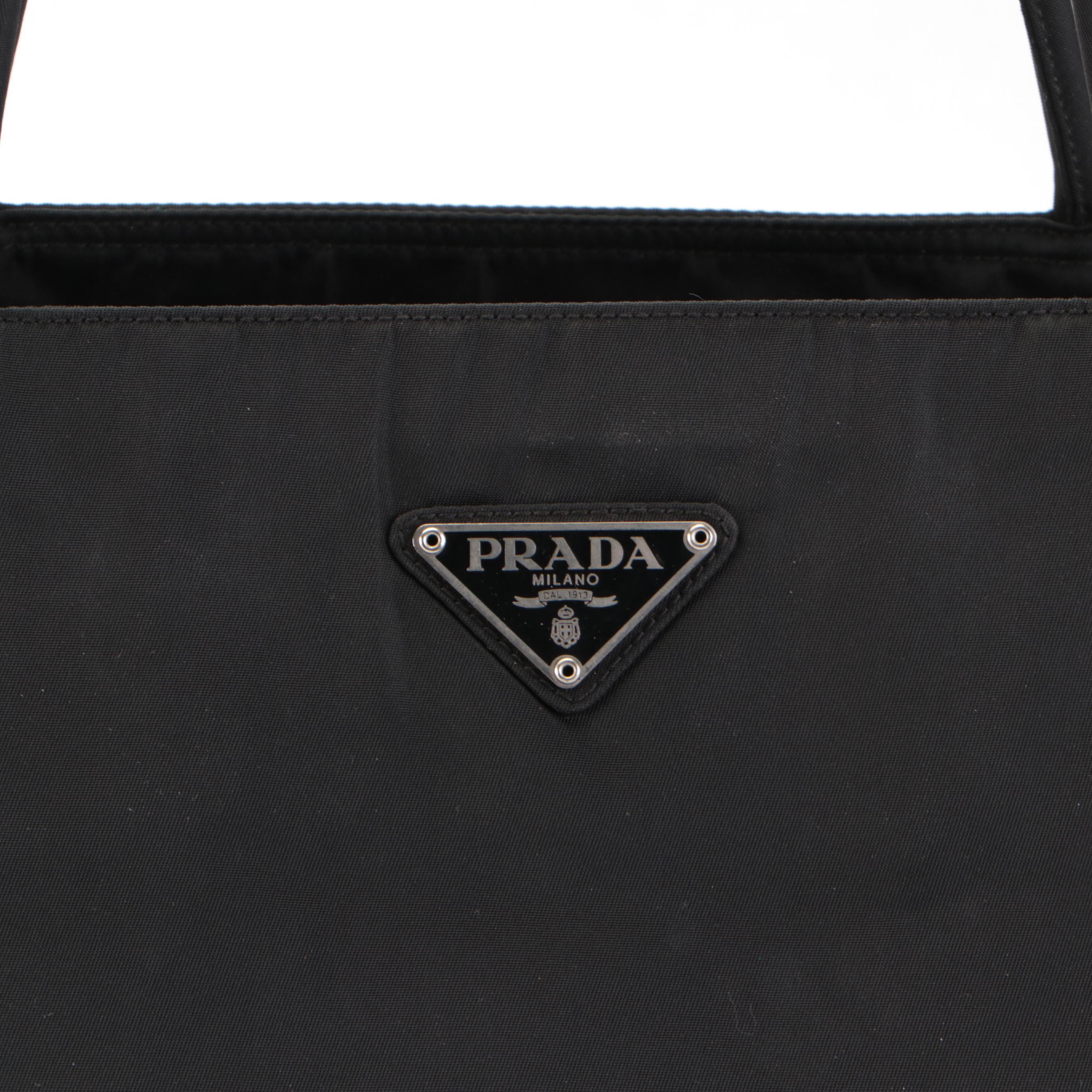 Prada Zippered Tote Bag in Black Tessuto Nylon